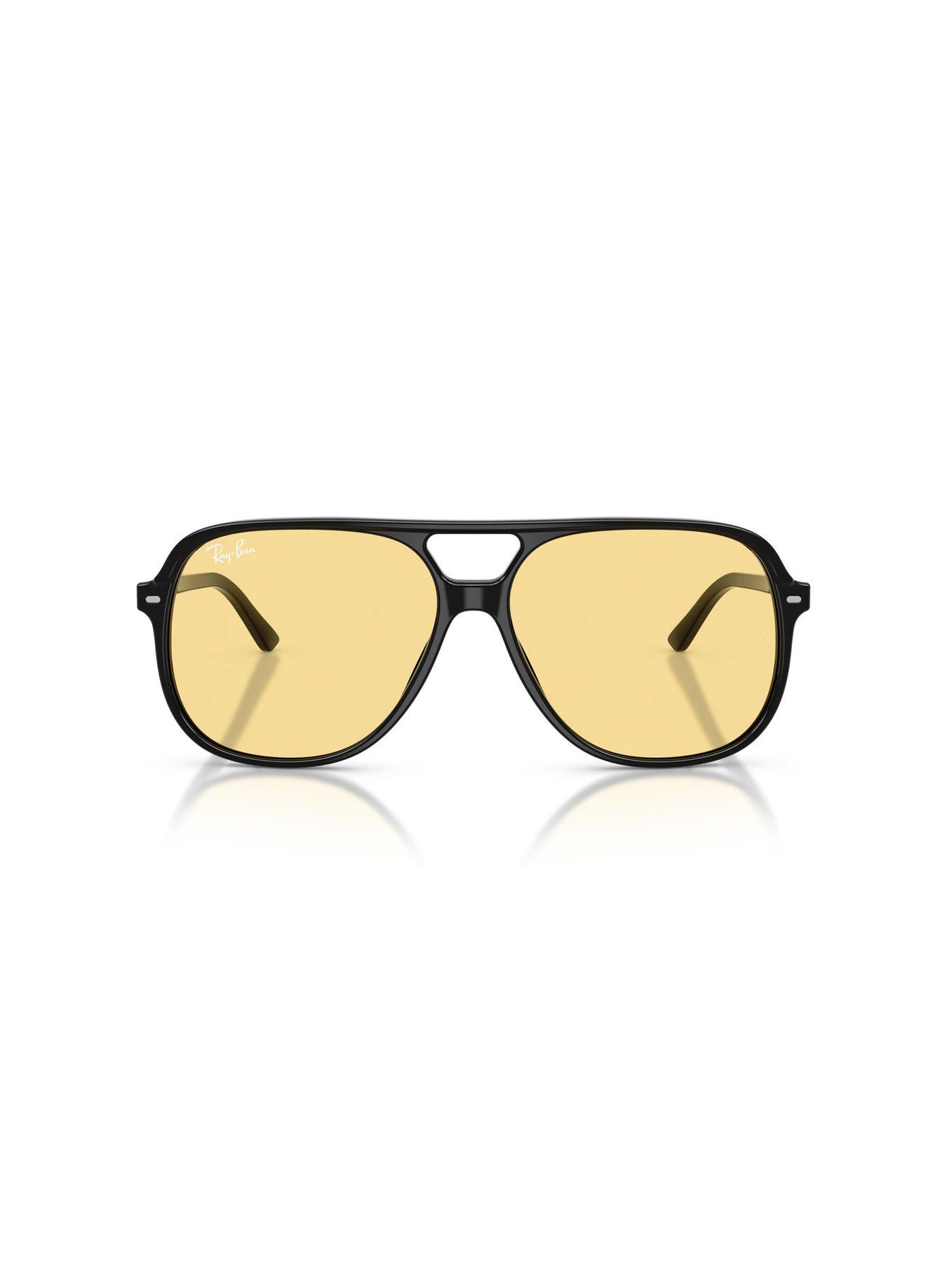 Image 3 of 5 of Ray-Ban Oversized Aviator Sunglasses- Black Frame With Orange Lens
