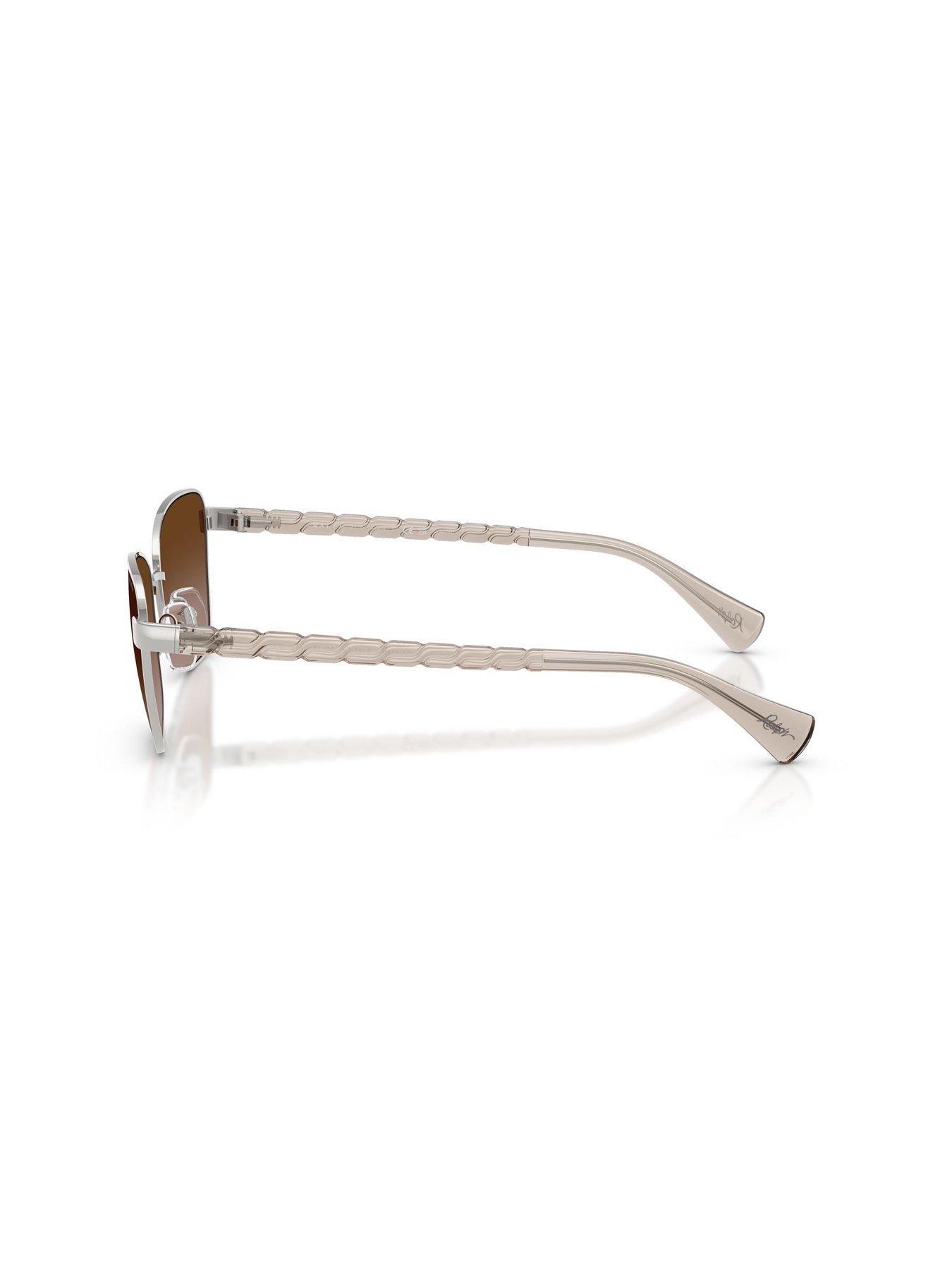 Image 2 of 5 of Ralph Ralph 0ra4149 Irregular Sunglasses Shiny Silver Frame With Gradient Brown Lens