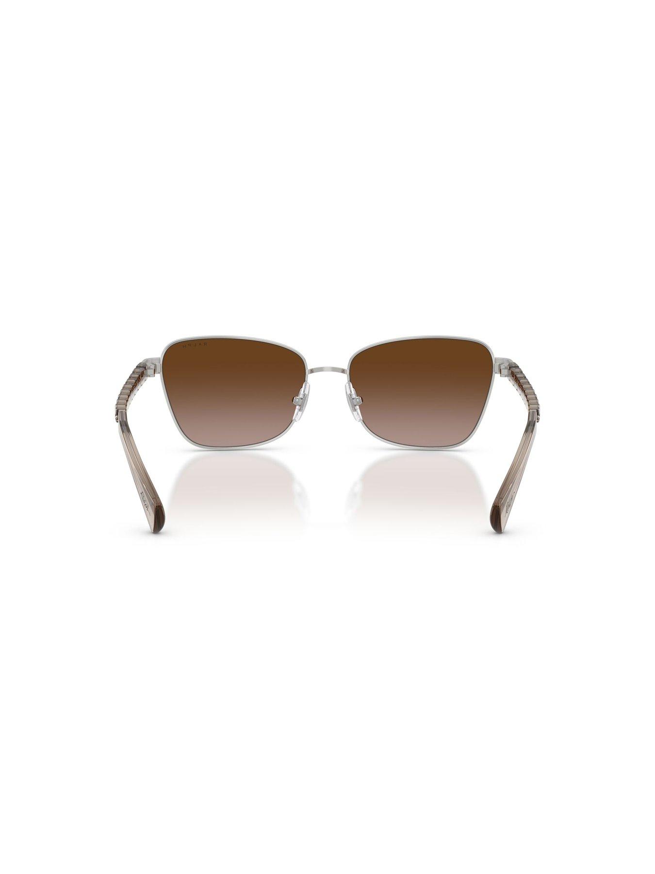 Image 5 of 5 of Ralph Ralph 0ra4149 Irregular Sunglasses Shiny Silver Frame With Gradient Brown Lens
