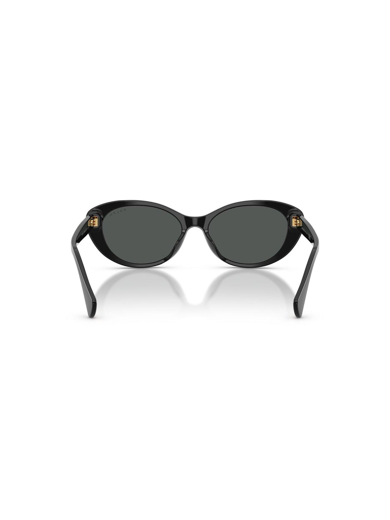 Image 5 of 5 of Ralph Ralph 0ra5350u Oval Sunglasses Shiny Black Frame With Grey Lens