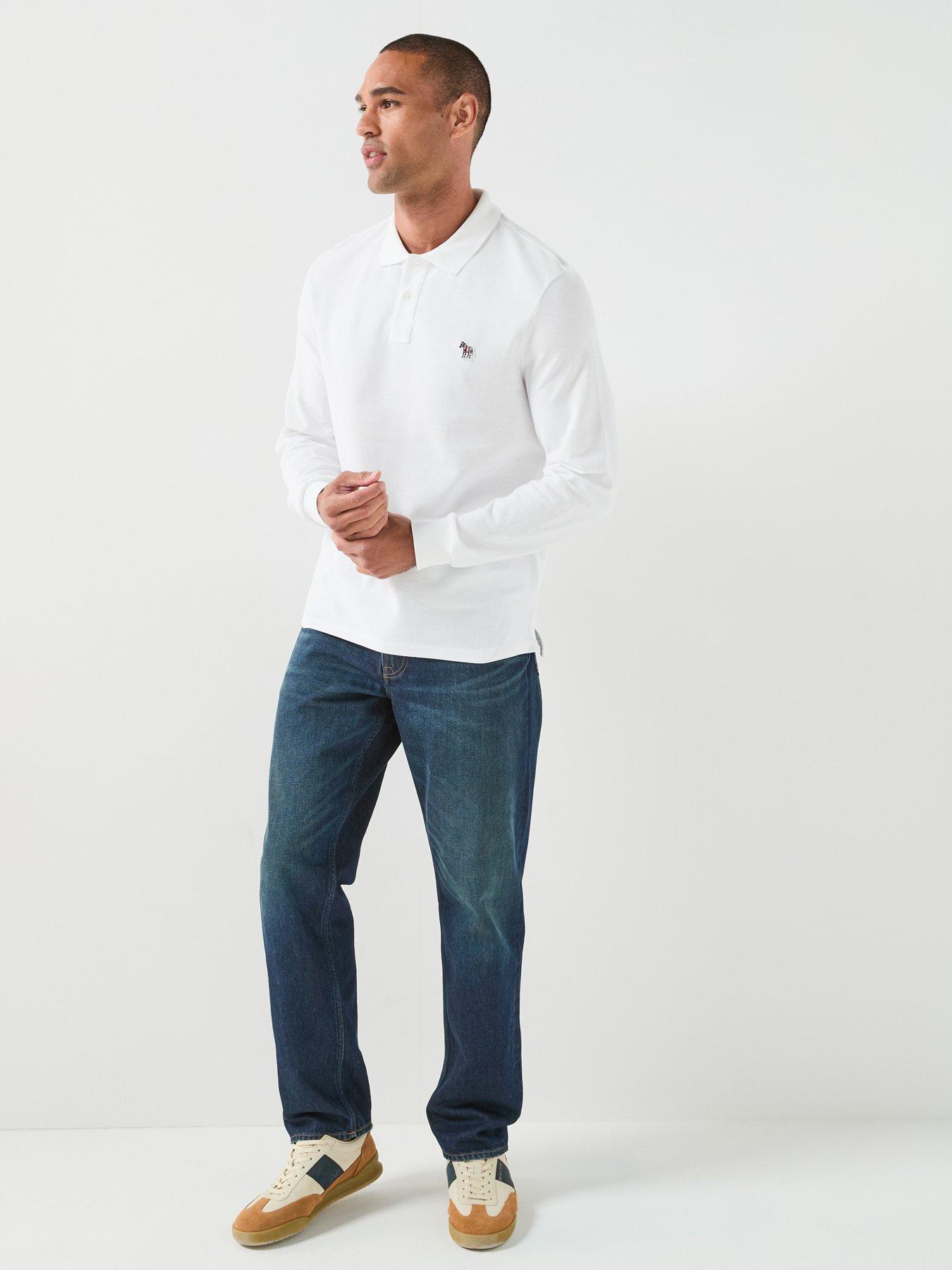 Image 3 of 6 of PS PAUL SMITH Regular Fit Long Sleeve Zebra Polo Shirt - White