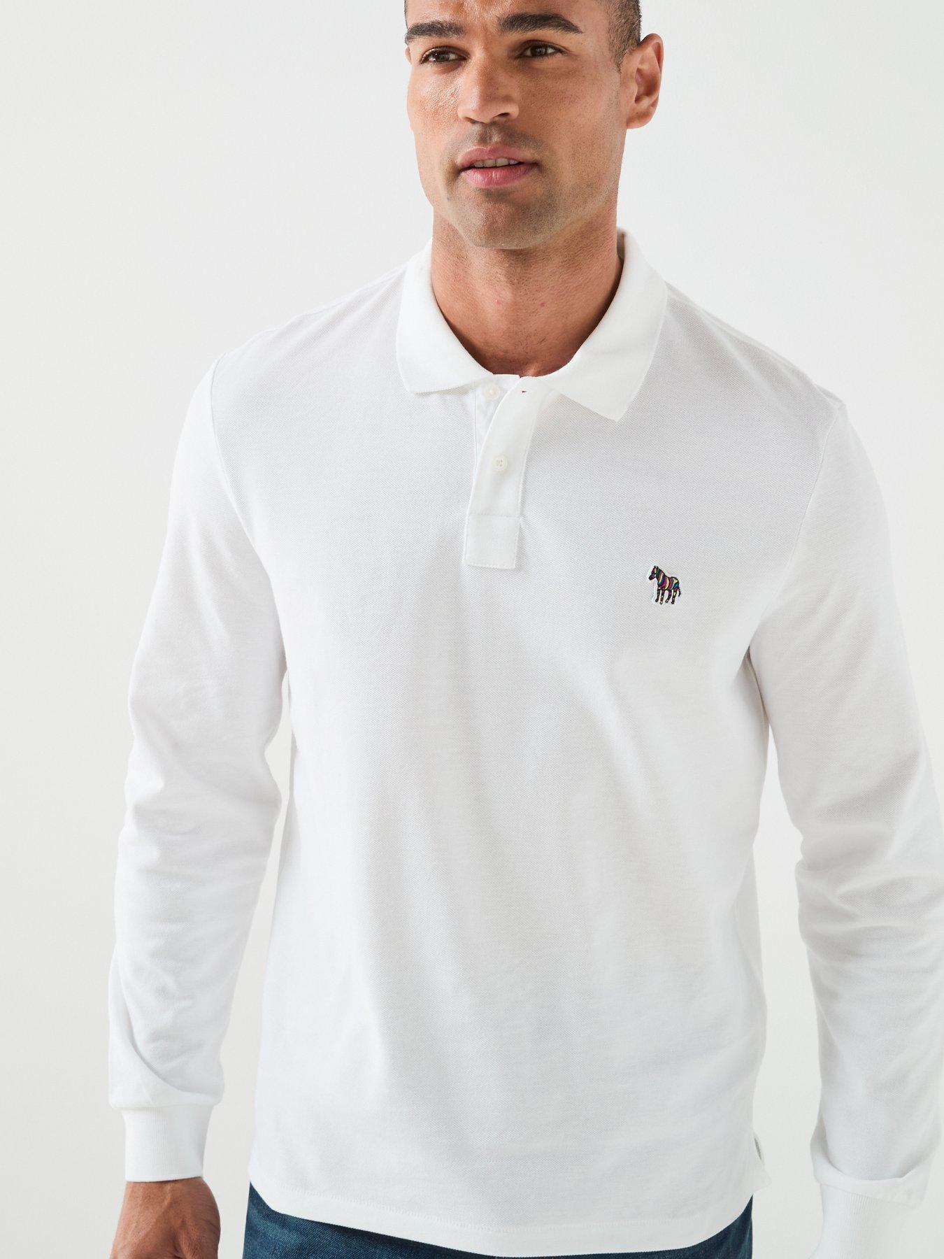 Image 4 of 6 of PS PAUL SMITH Regular Fit Long Sleeve Zebra Polo Shirt - White
