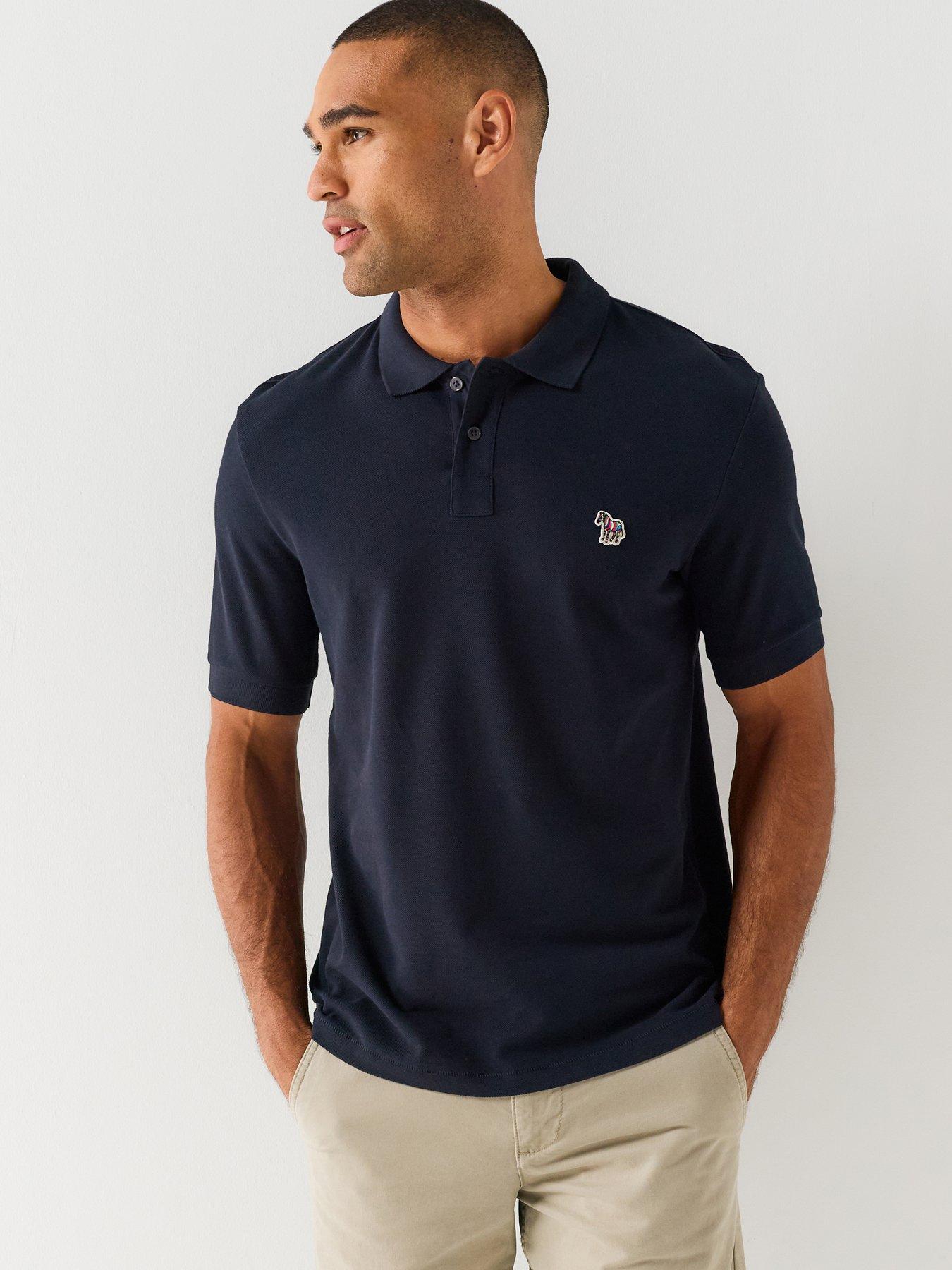 PS PAUL SMITH Regular Fit Cotton Pique Zebra Polo Shirt, Blue, Size L, Men