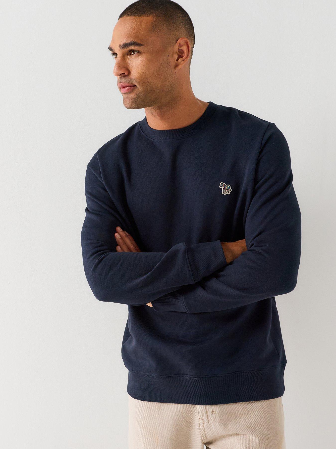 PS PAUL SMITH Men's Regular Fit Zebra Sweatshirt, Blue, Size Xl, Men