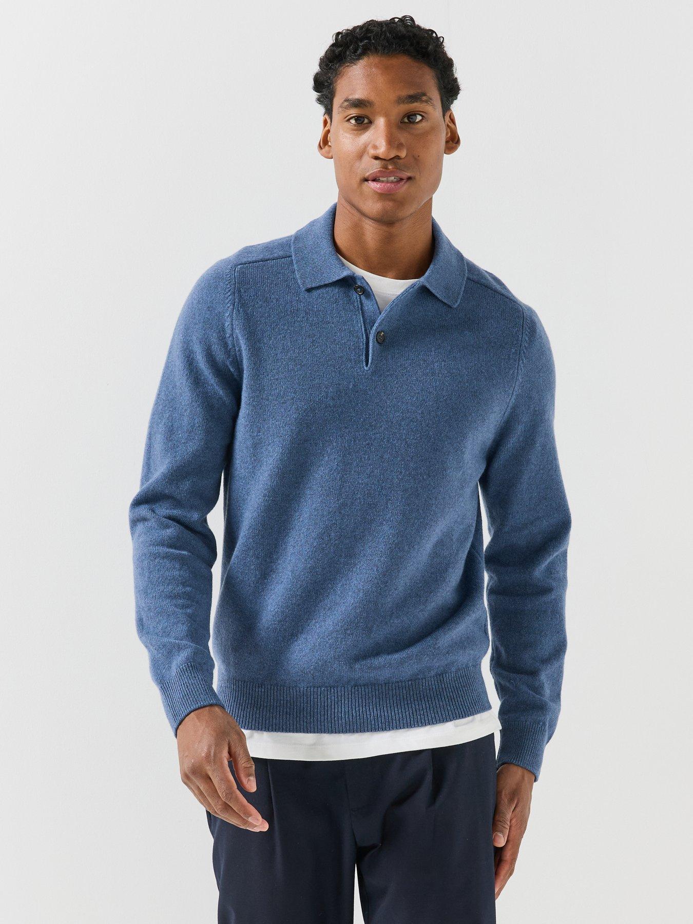 Ps Paul Smith Ps Paul Smith Long Sleeve Knitted Polo Shirt - Blue