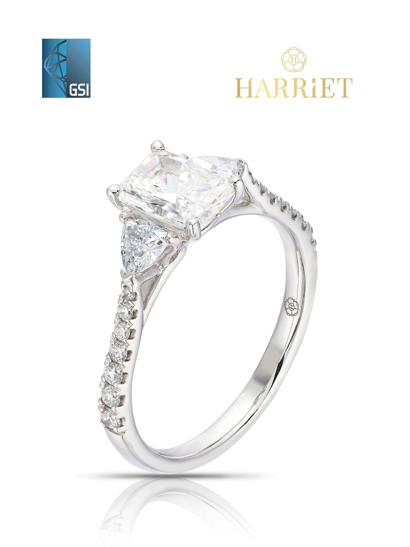 Image 2 of 7 of Harriet 1.4Ct Platinum Radiant Trilogy Stone Set Shoulders Lab Grown Diamond Ring