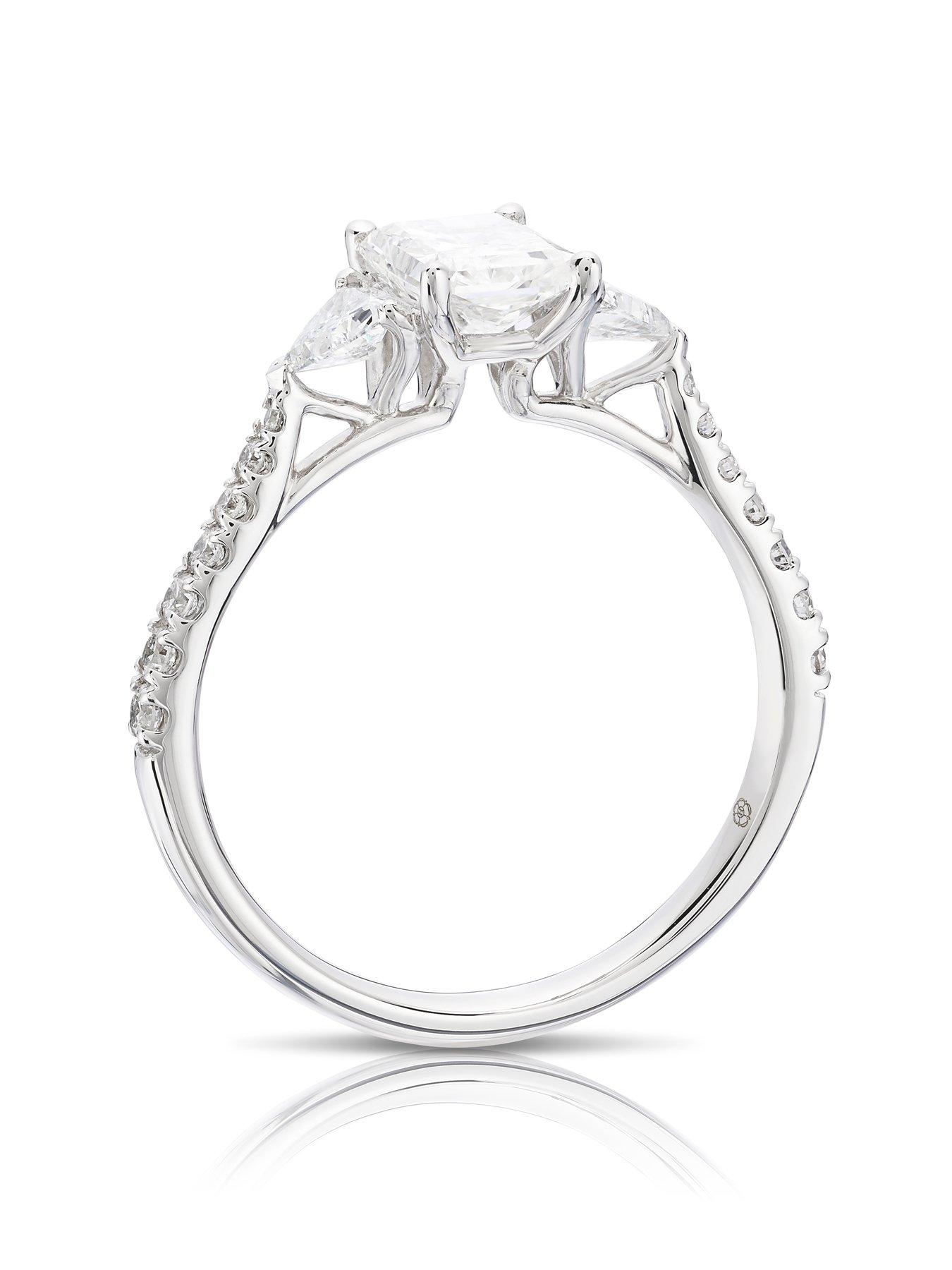 Image 3 of 7 of Harriet 1.4Ct Platinum Radiant Trilogy Stone Set Shoulders Lab Grown Diamond Ring