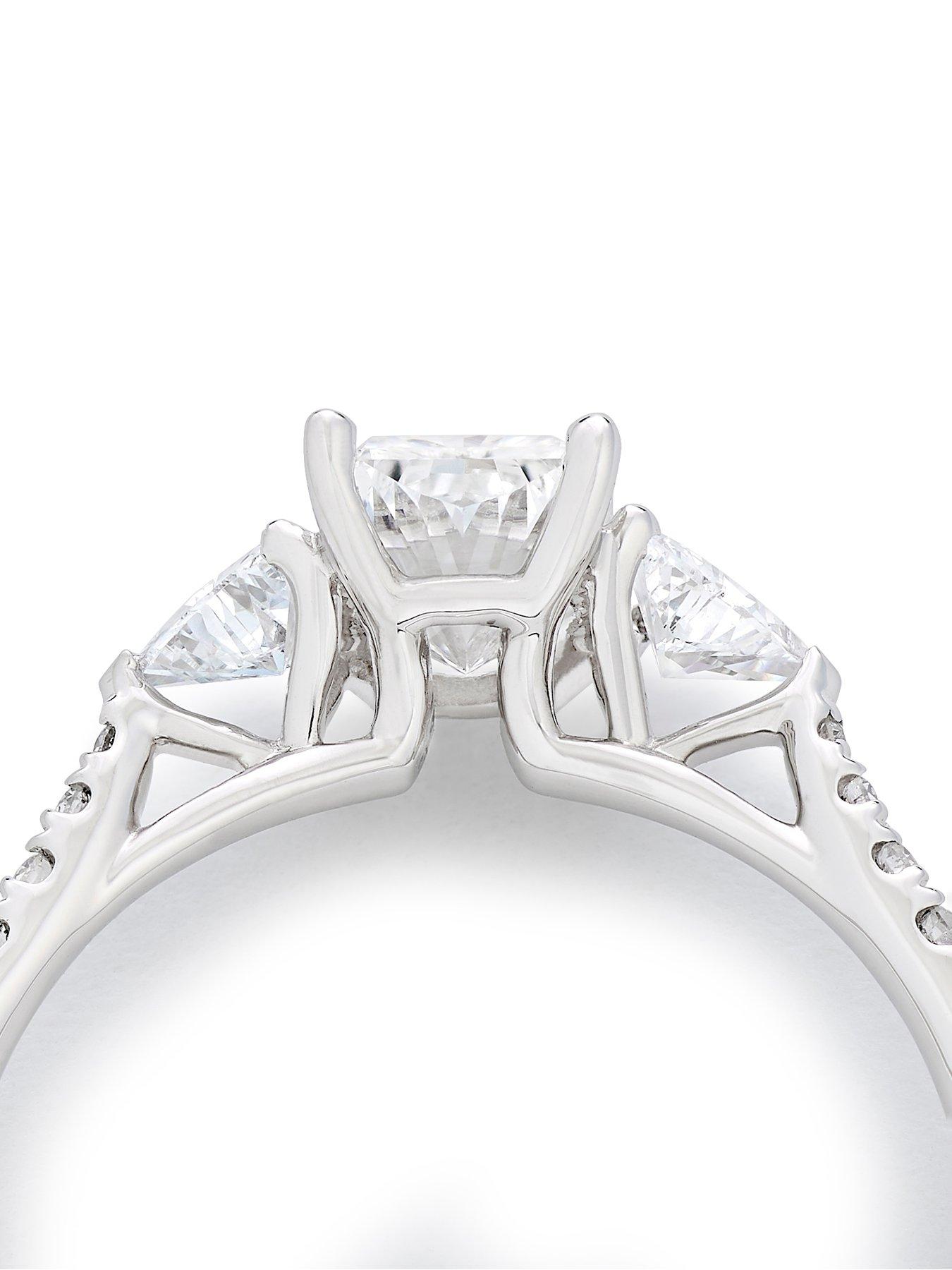 Image 4 of 7 of Harriet 1.4Ct Platinum Radiant Trilogy Stone Set Shoulders Lab Grown Diamond Ring