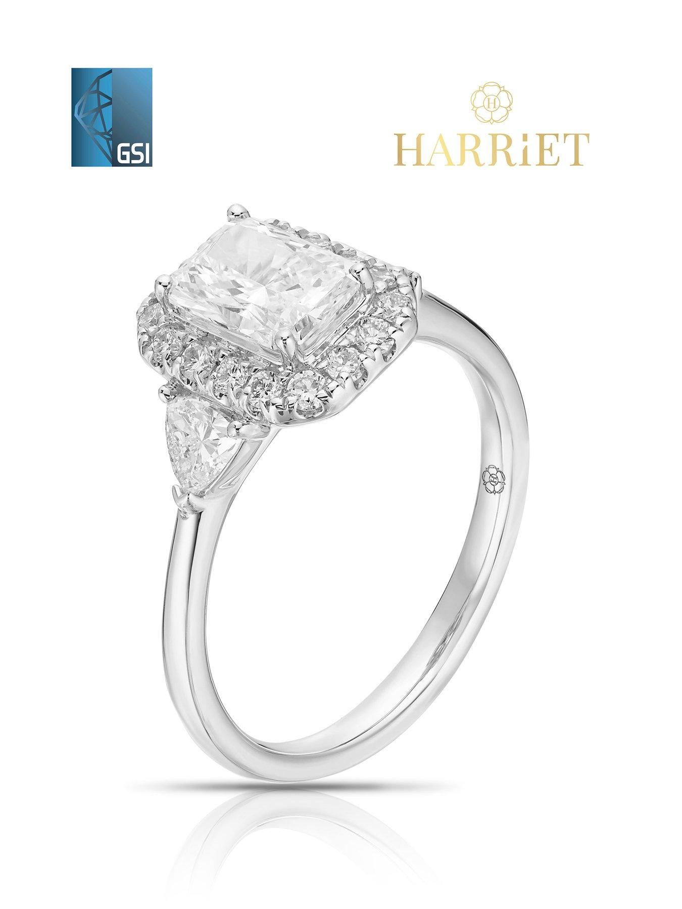 Image 2 of 6 of Harriet Platinum Radiant Halo Trilogy Trillion Set Shoulders Lab Grown Diamond Ring
