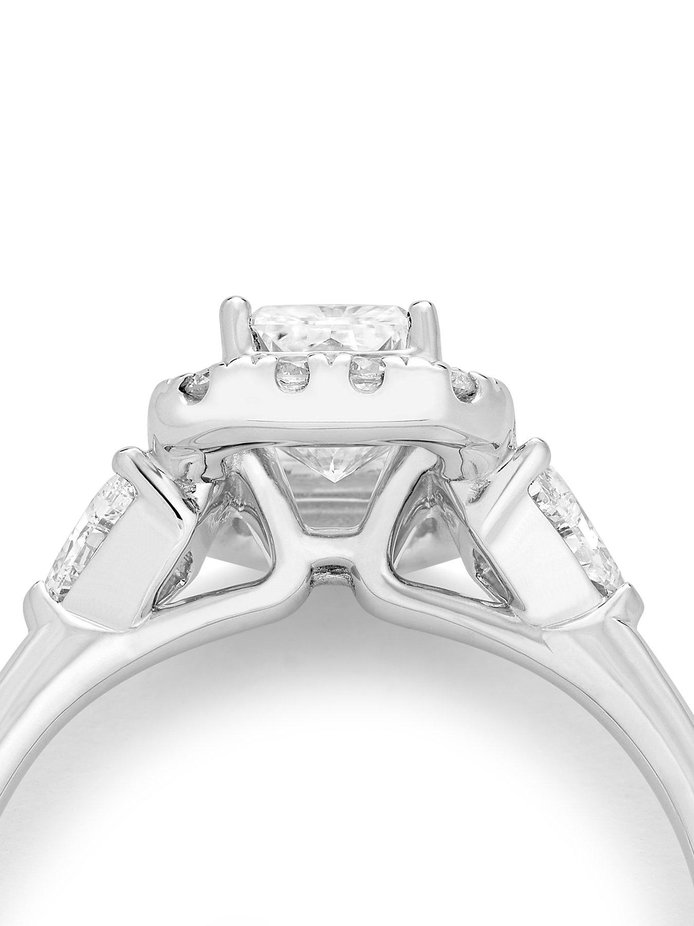 Image 4 of 6 of Harriet Platinum Radiant Halo Trilogy Trillion Set Shoulders Lab Grown Diamond Ring
