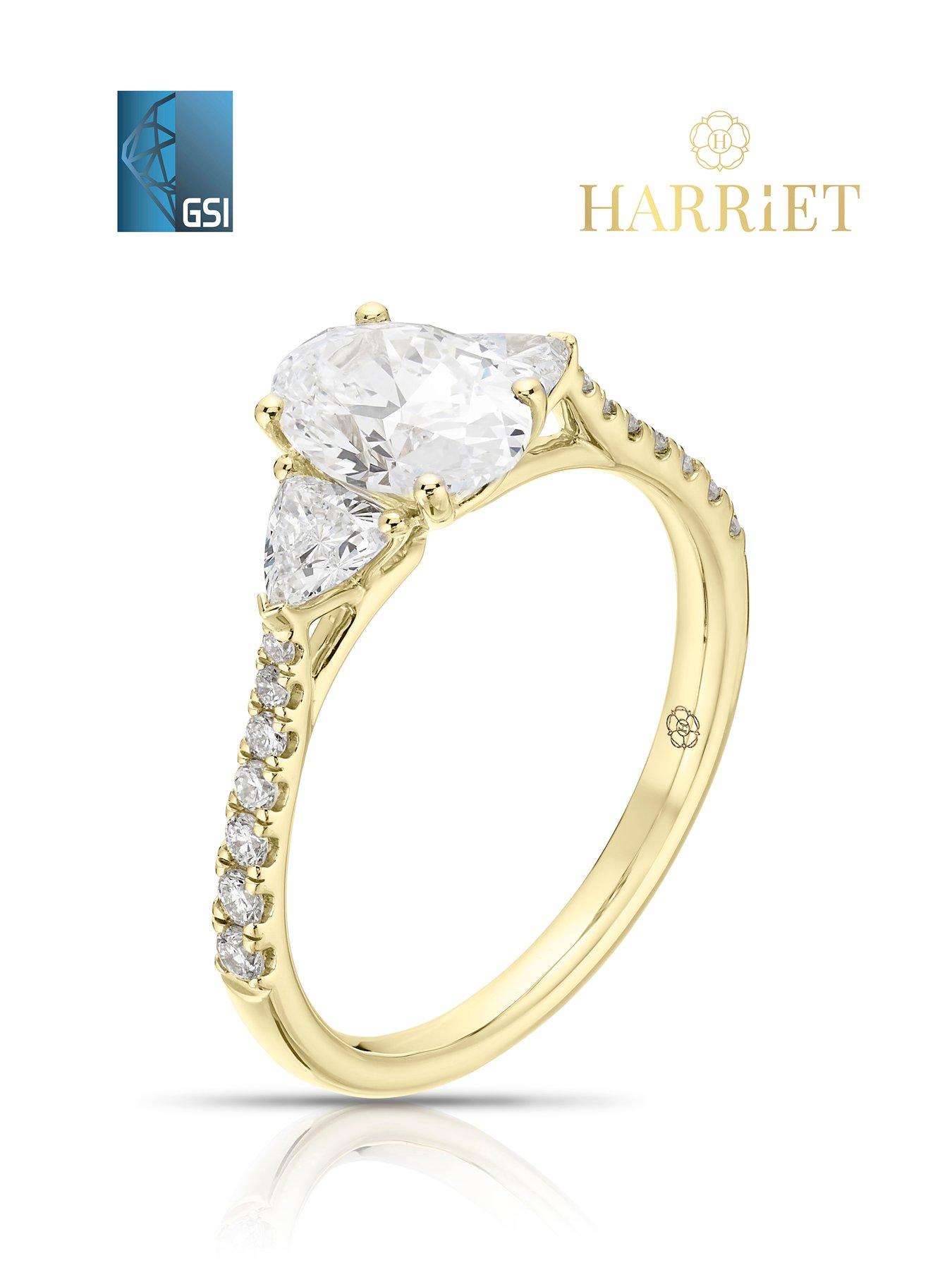 Image 2 of 7 of Harriet 14Ct Oval Trilogy Stone Set Shoulders 1.40Ct Lab Grown Diamond Ring - Gold