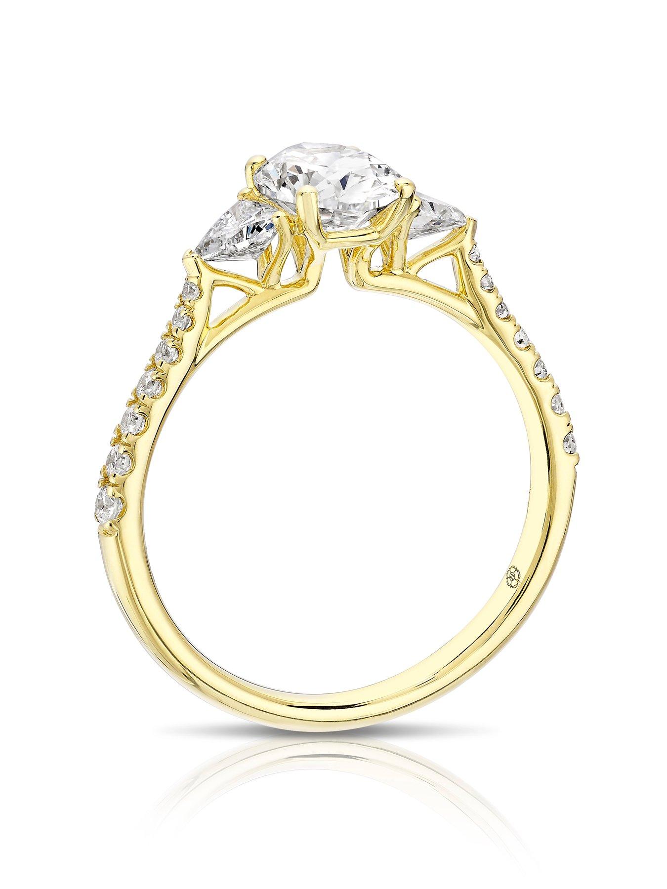 Image 3 of 7 of Harriet 14Ct Oval Trilogy Stone Set Shoulders 1.40Ct Lab Grown Diamond Ring - Gold