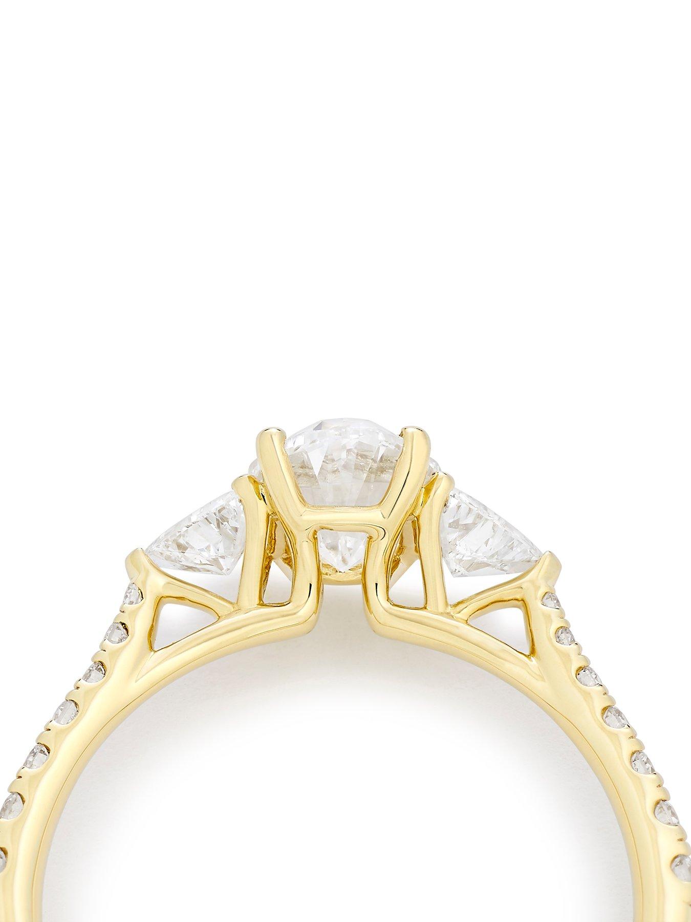 Image 4 of 7 of Harriet 14Ct Oval Trilogy Stone Set Shoulders 1.40Ct Lab Grown Diamond Ring - Gold