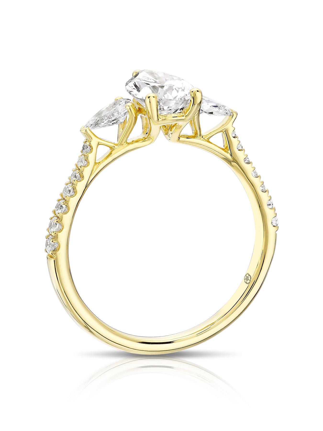 Image 3 of 7 of Harriet 14Ct Gold Pear Trilogy Stone Set Shoulders Lab Grown Diamond Ring