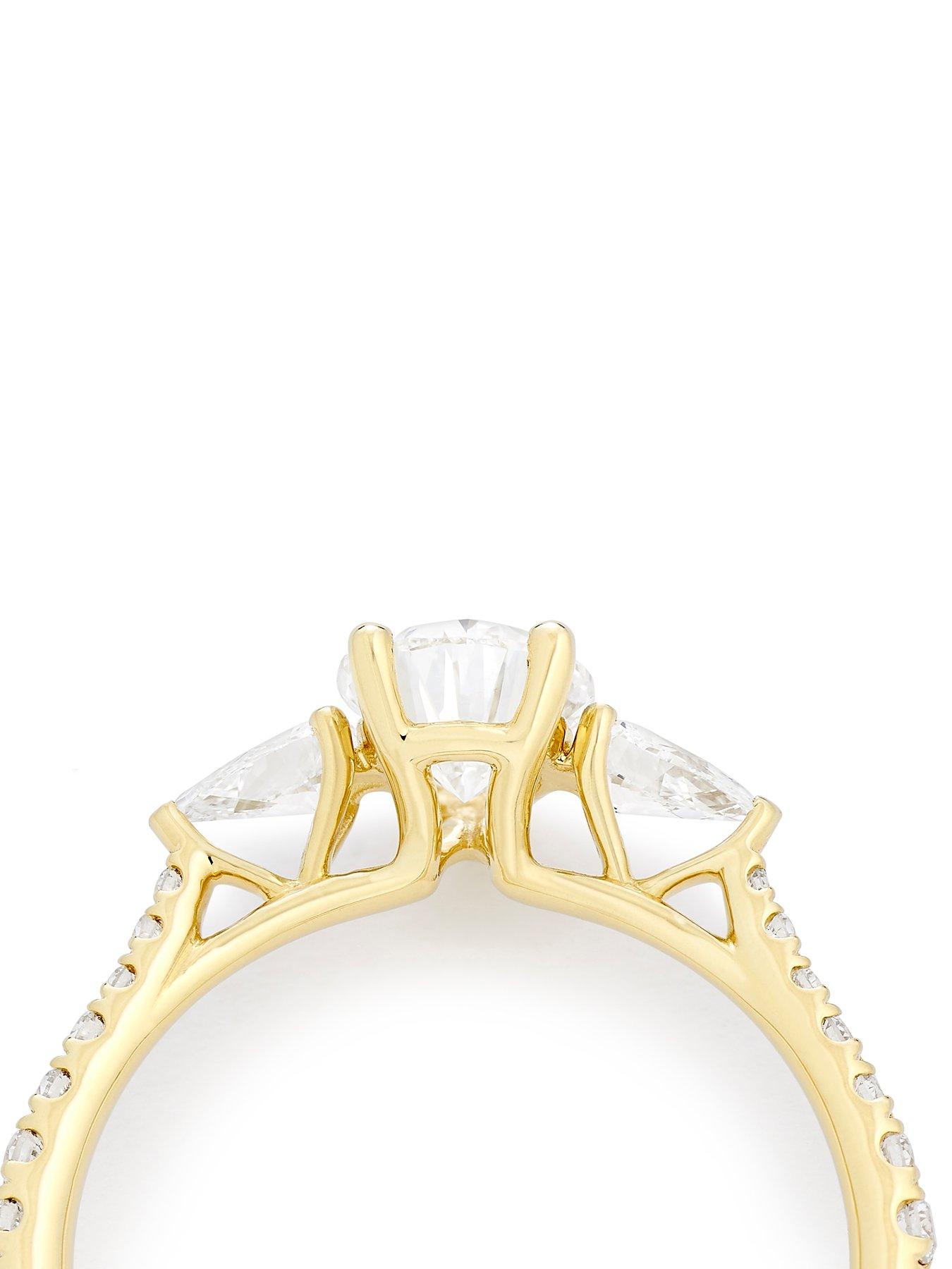Image 4 of 7 of Harriet 14Ct Gold Pear Trilogy Stone Set Shoulders Lab Grown Diamond Ring