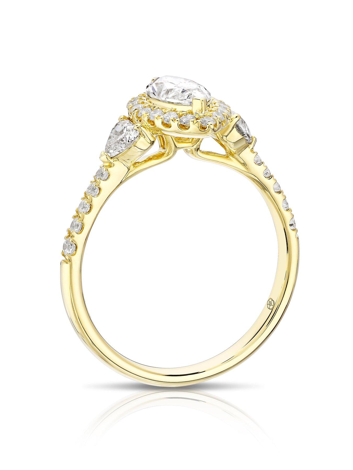 Image 3 of 7 of Harriet 14Ct Marquise Halo &amp; Heart Set Shoulders 1.25Ct Lab Grown Diamond Ring - Gold