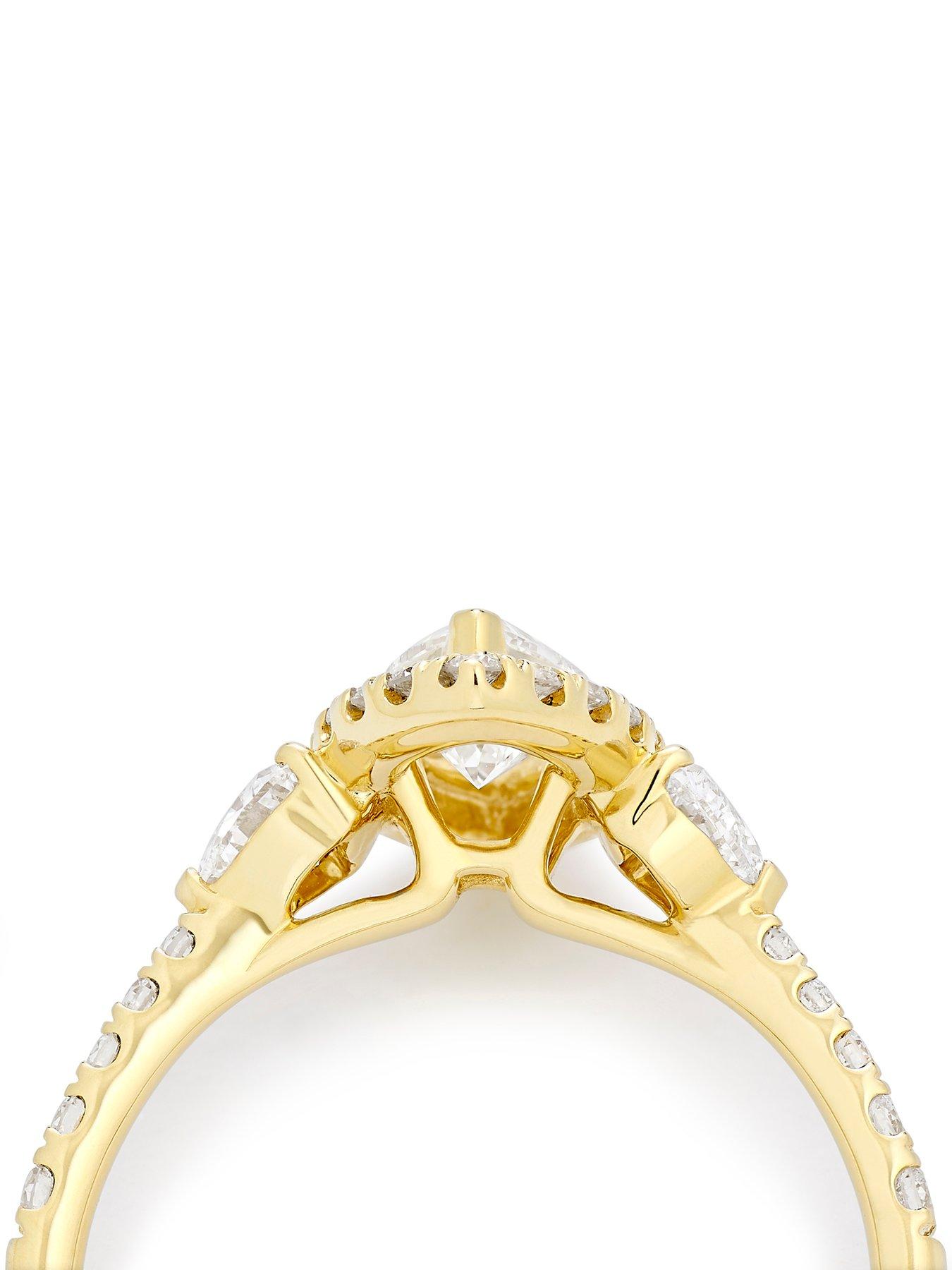 Image 4 of 7 of Harriet 14Ct Marquise Halo &amp; Heart Set Shoulders 1.25Ct Lab Grown Diamond Ring - Gold
