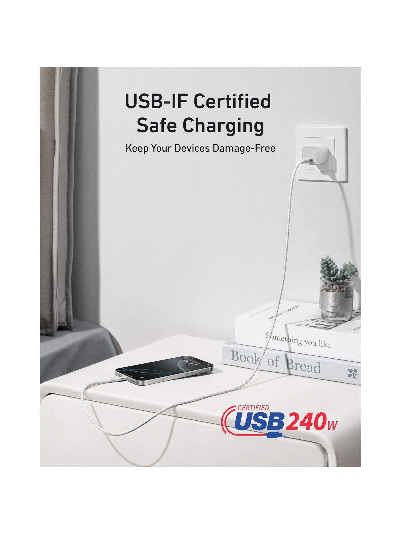 Image 7 of 7 of Anker USB-C to USB-C Braided Cable 1.8M, Super Fast 240W, White