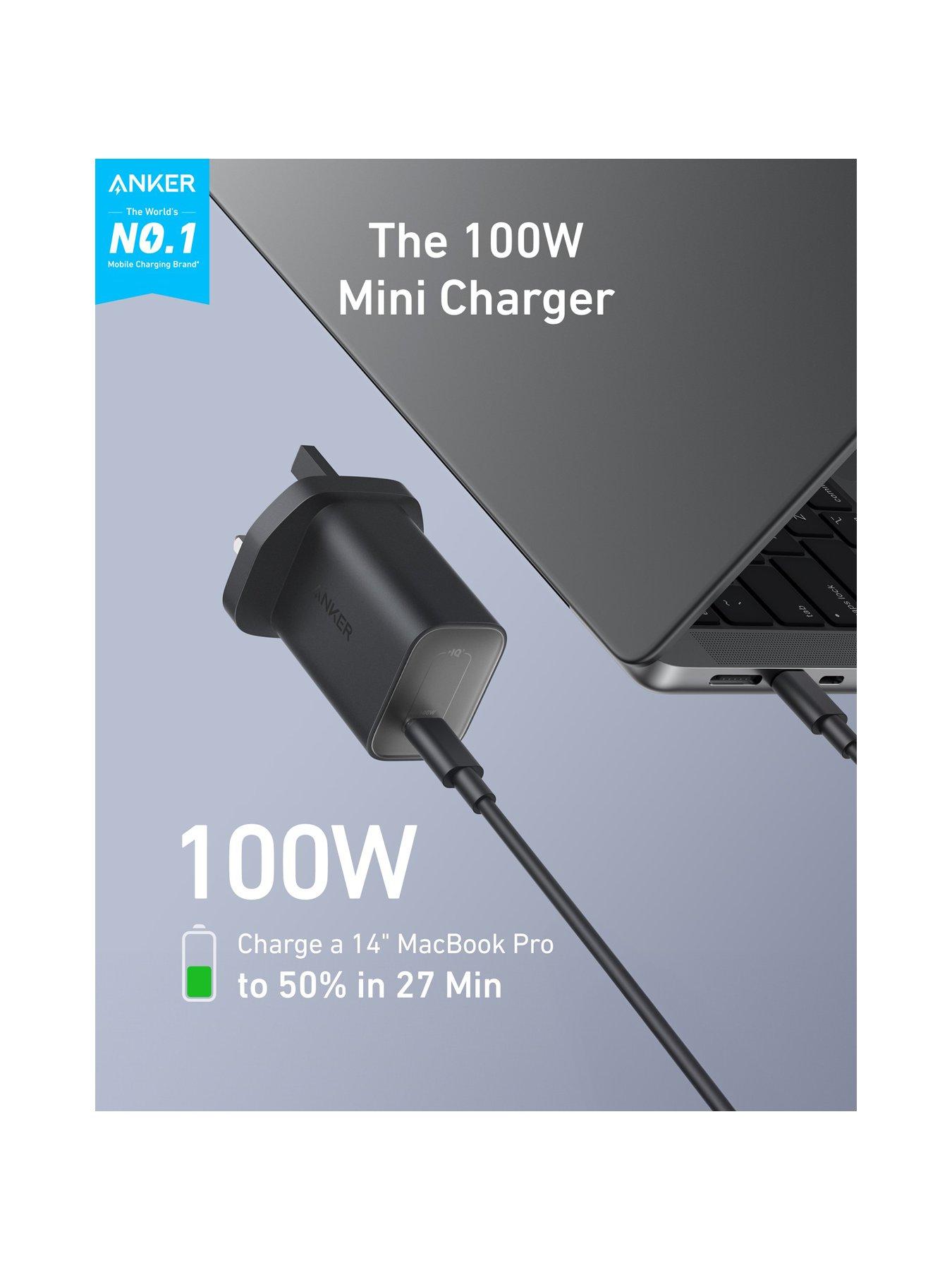 Image 3 of 7 of Anker Nano, USB-C GaN Charger, 100W Fast Charging, with USB-C Cable, Black