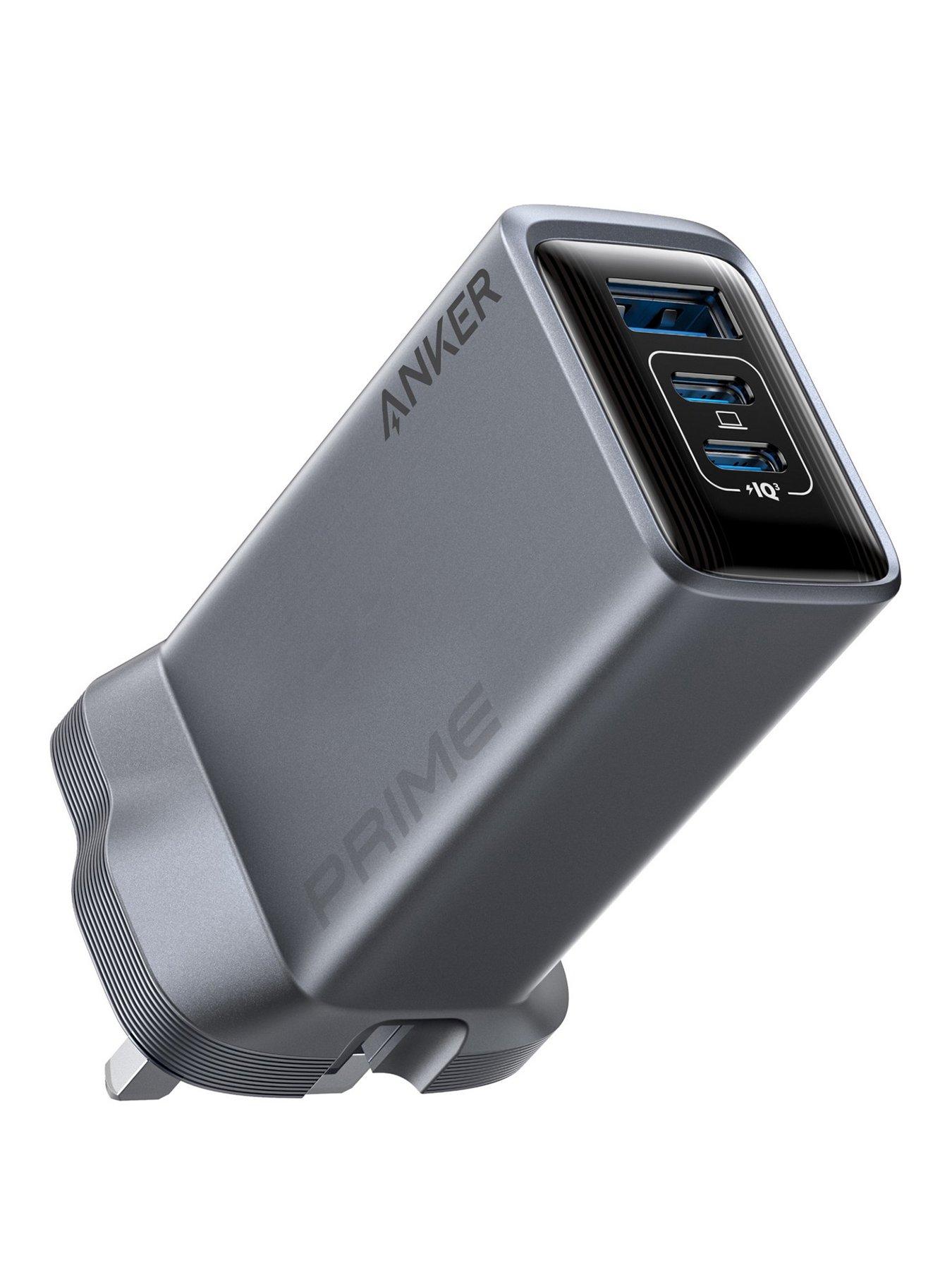 Image 1 of 7 of Anker Prime, USB-C 3-Port GaN Charger, 100W Fast Charging, Silver