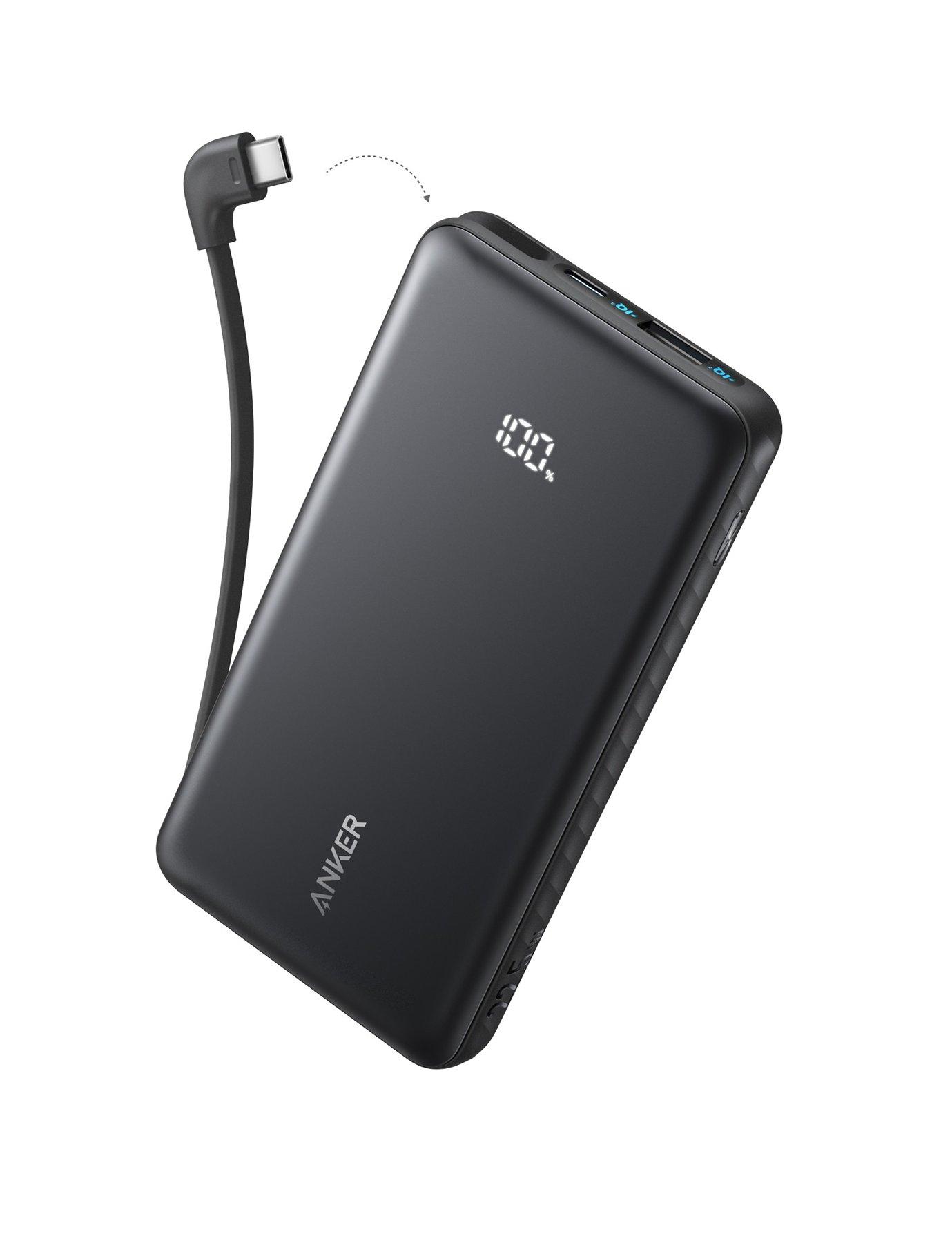Anker Zolo Power Bank, 10,000mAh Portable Charger 22.5W Output with Built-in USB-C Cable