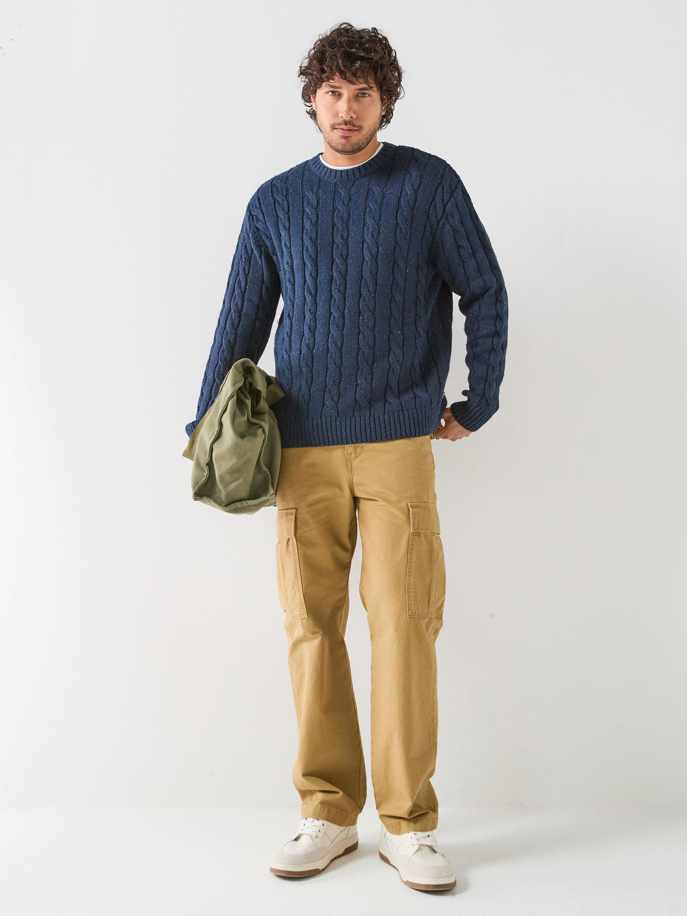 Image 3 of 6 of Levi's Levi's Laurel Fleck Cable Knitted Jumper - Navy