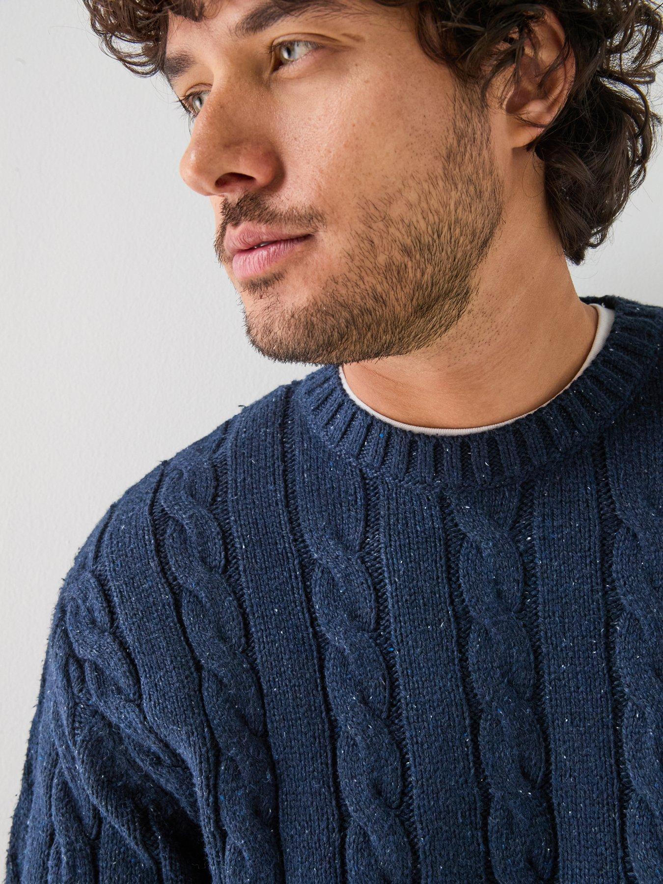 Image 4 of 6 of Levi's Levi's Laurel Fleck Cable Knitted Jumper - Navy