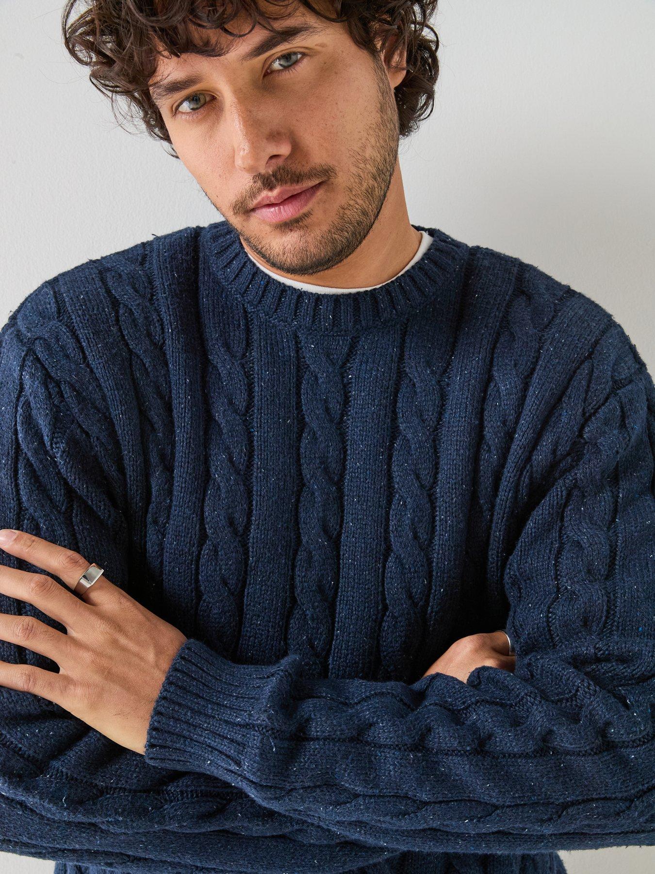 Image 5 of 6 of Levi's Levi's Laurel Fleck Cable Knitted Jumper - Navy