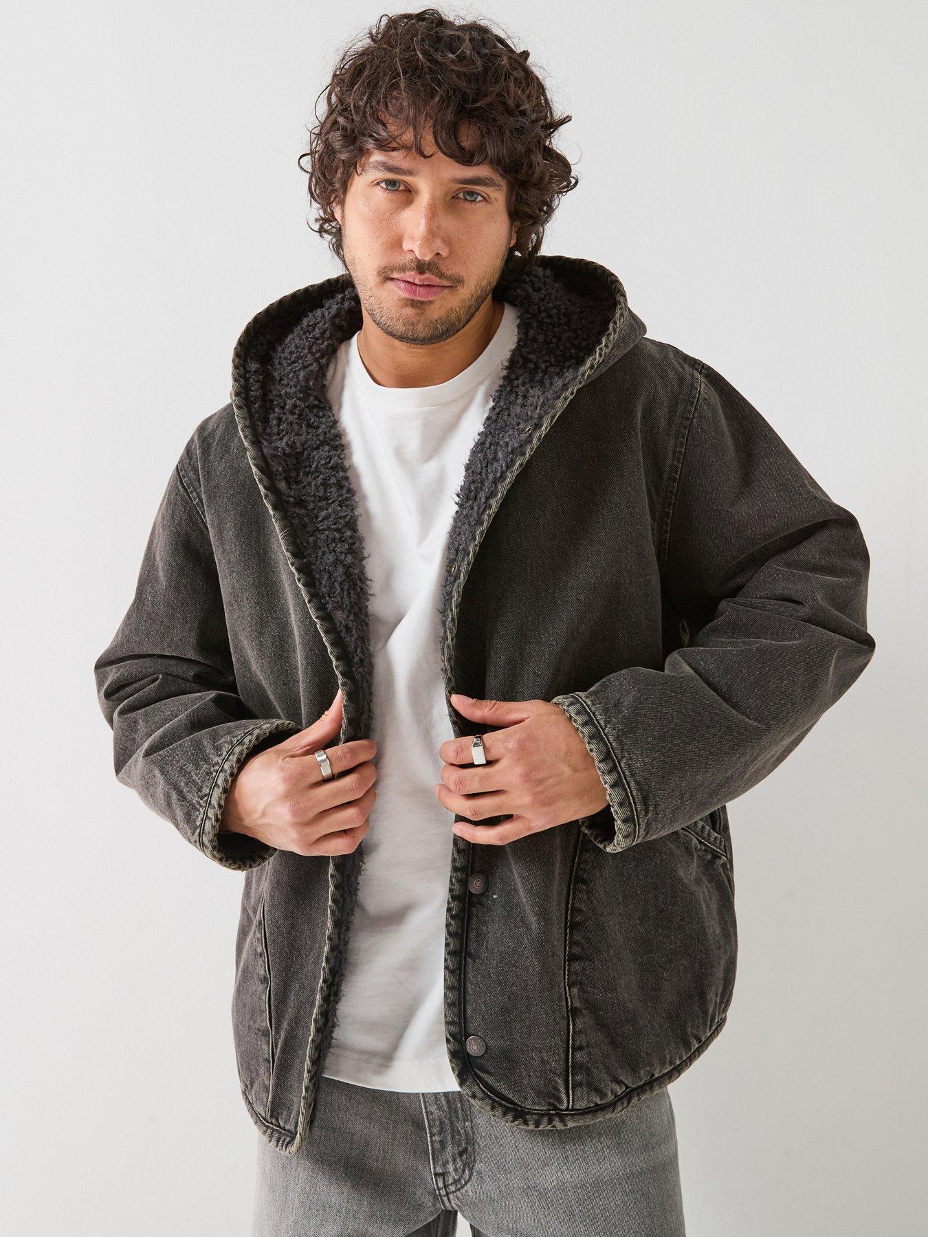 Image 1 of 6 of Levi's Levi's Deck Hoodie Sherpa Reversable Jacket - Black