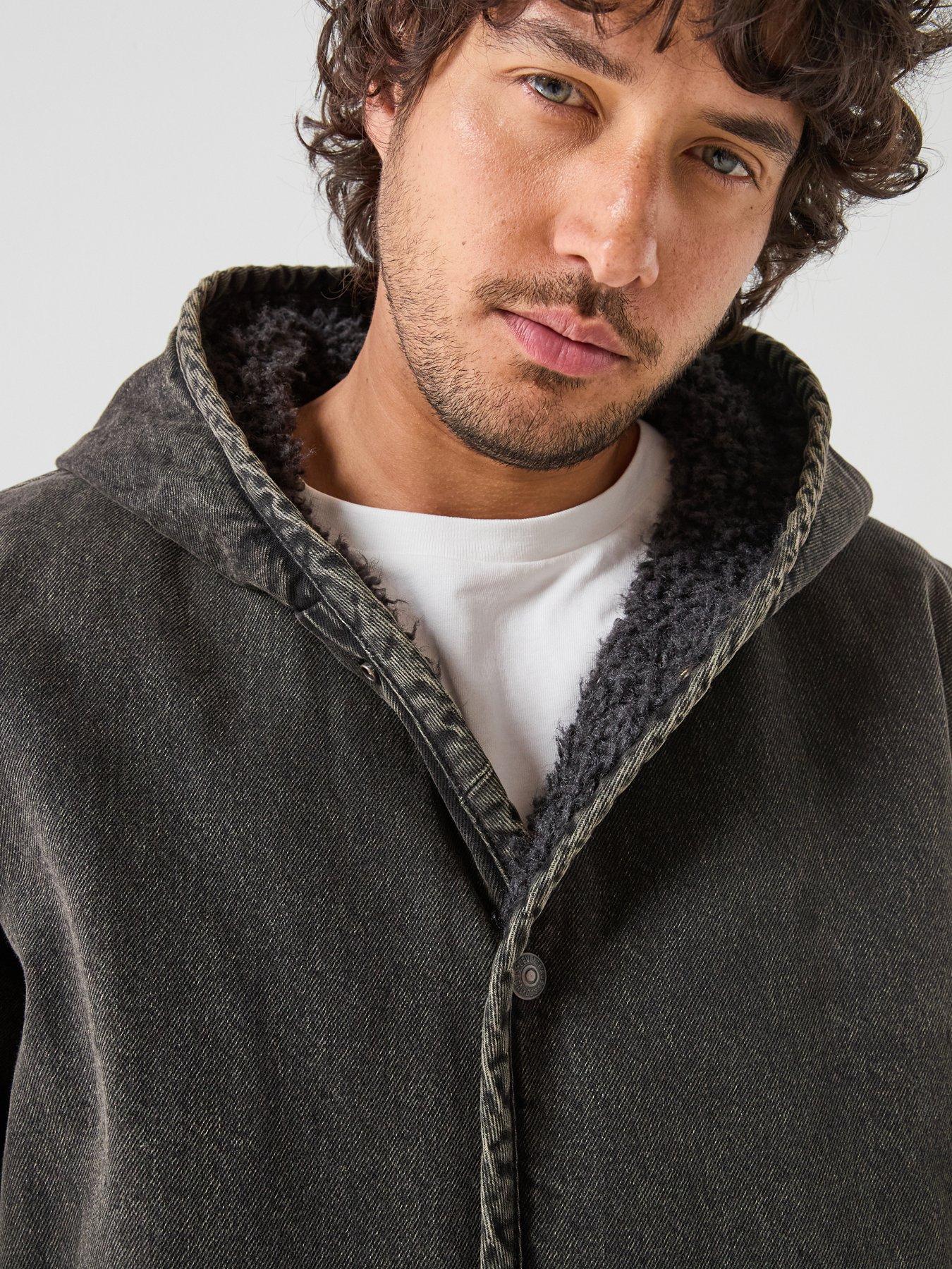 Image 5 of 6 of Levi's Levi's Deck Hoodie Sherpa Reversable Jacket - Black