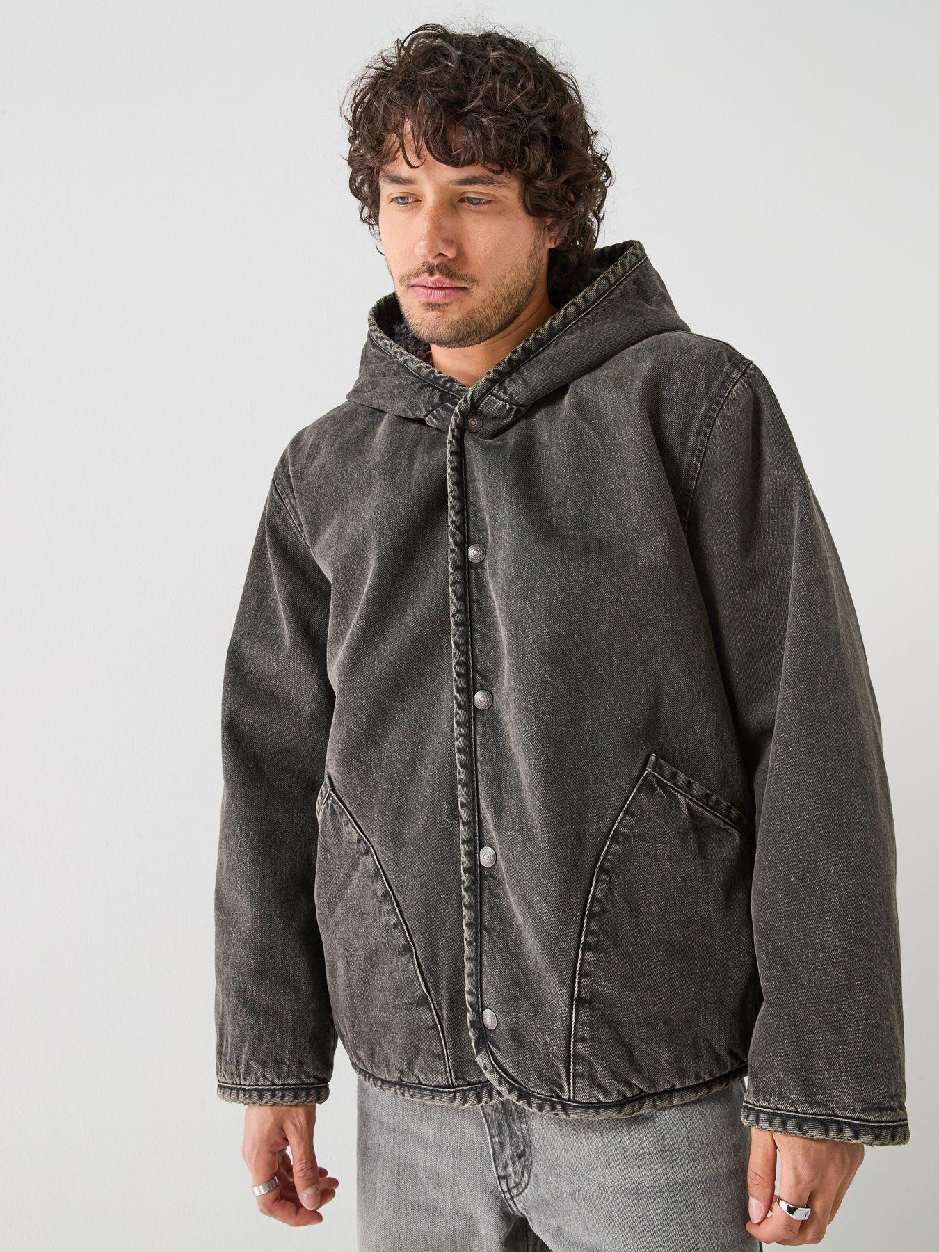 Image 6 of 6 of Levi's Levi's Deck Hoodie Sherpa Reversable Jacket - Black
