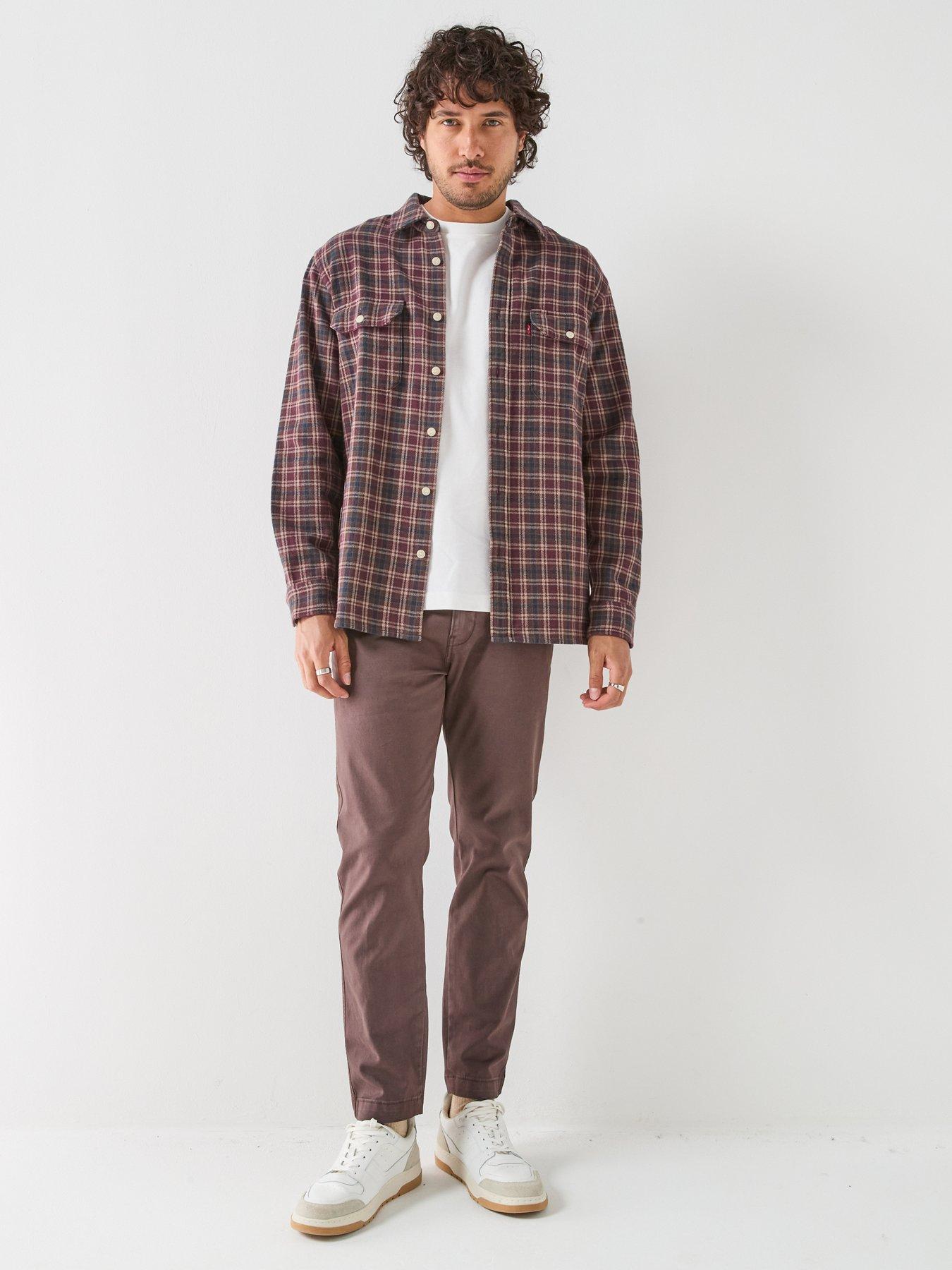 Image 3 of 6 of Levi's Mens Jackson Worker Brushed Check Flannel Shirt - Red