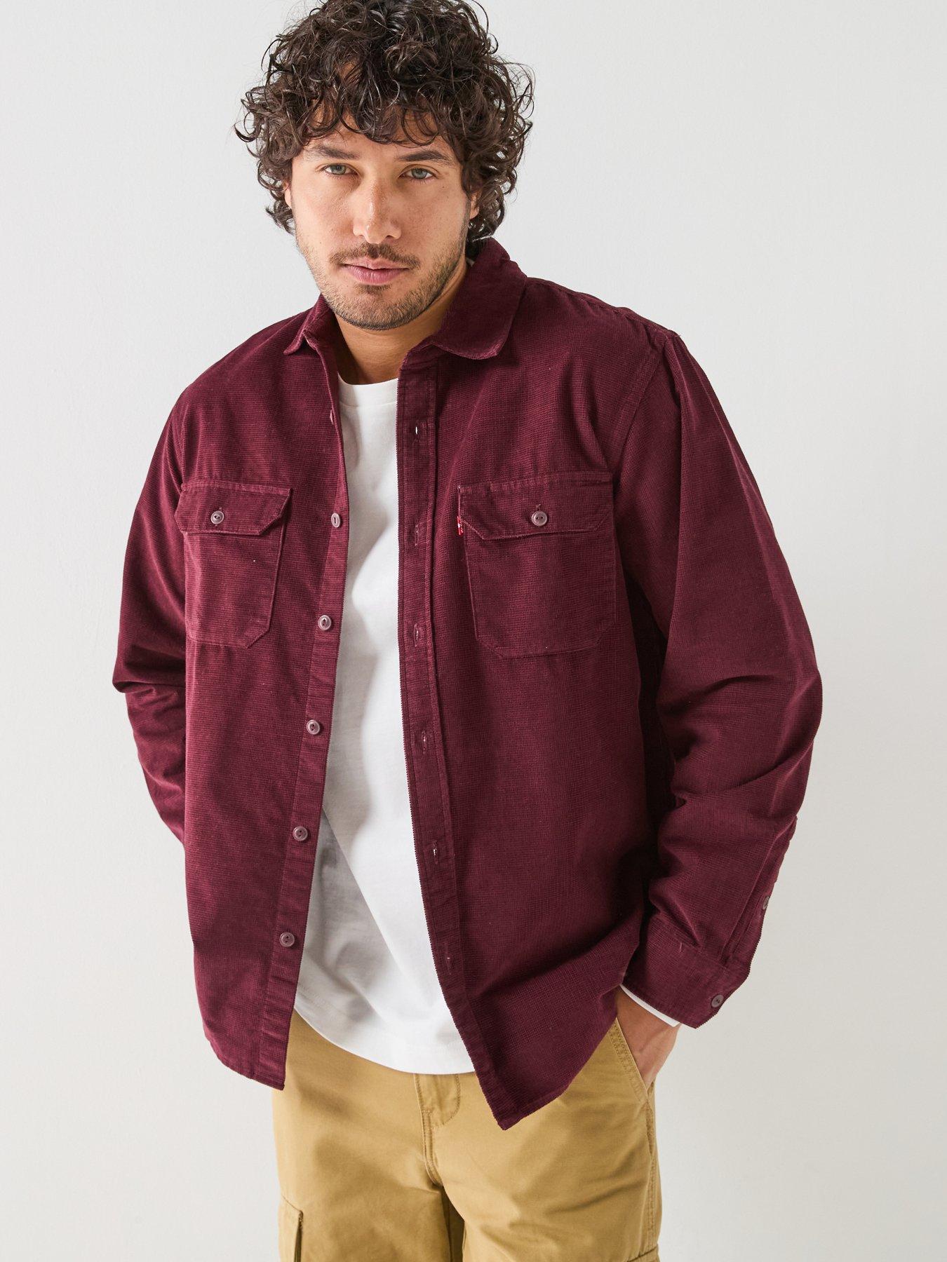 Levi'S Mens Jackson Worker Cord Relaxed Fit Long Sleeve Shirt - Red