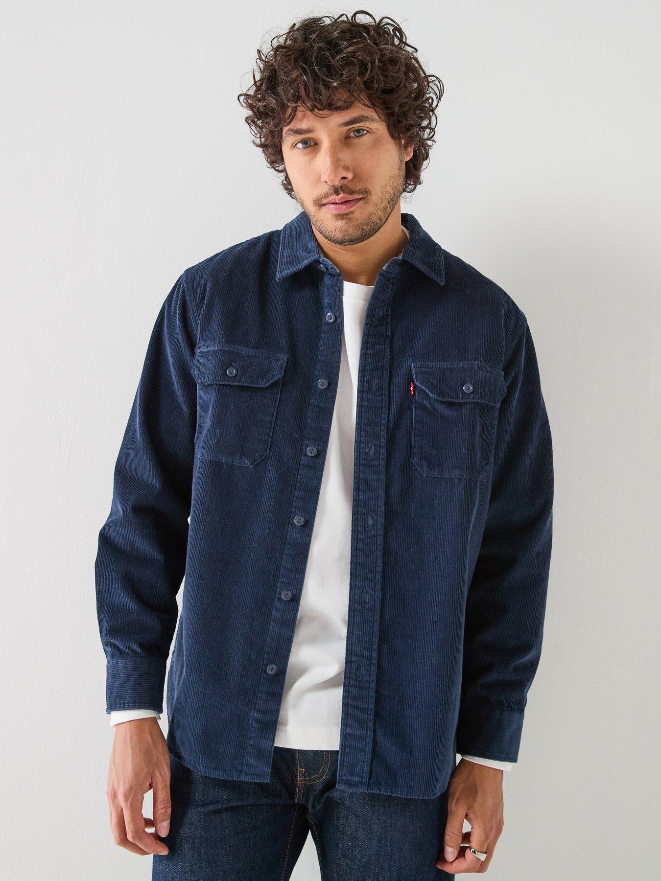 Levi's Mens Cotton Corduroy Button-Through Worker Jacket, Navy, Size L, Men