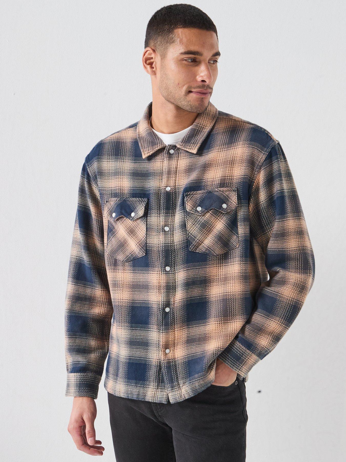 Image 1 of 6 of Levi's Men's Boxy Western Flannel Overshirt - Multi
