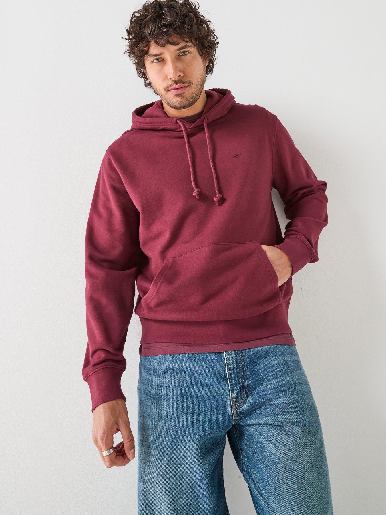 Levi's Mens 100% Cotton Drawstring Hood Kangaroo Pocket Hoodie, Red, Size S, Men