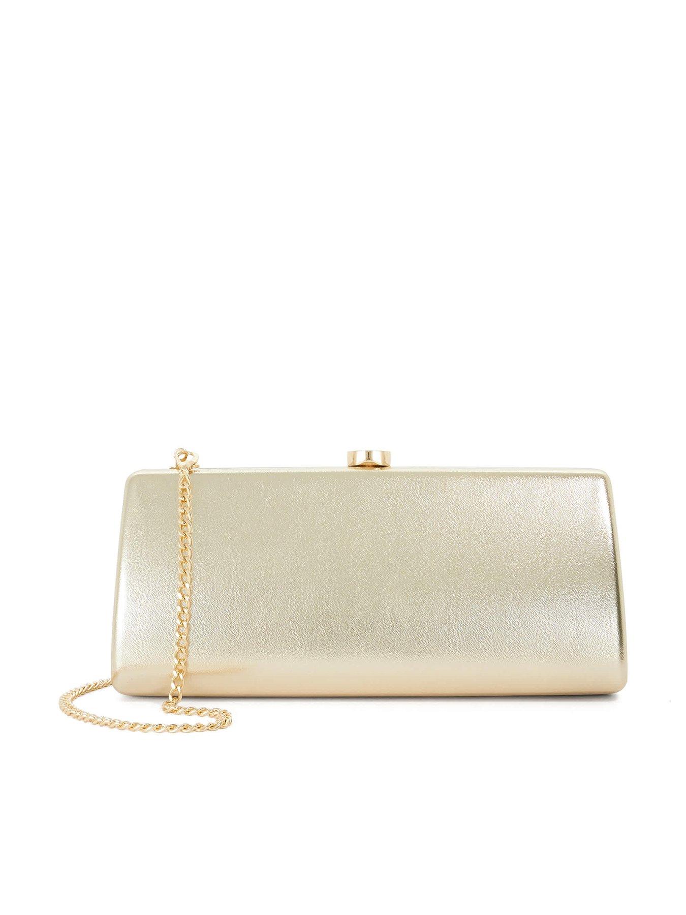 Dune London Metallic Textured Cross Body Clutch Bag - Yellow
