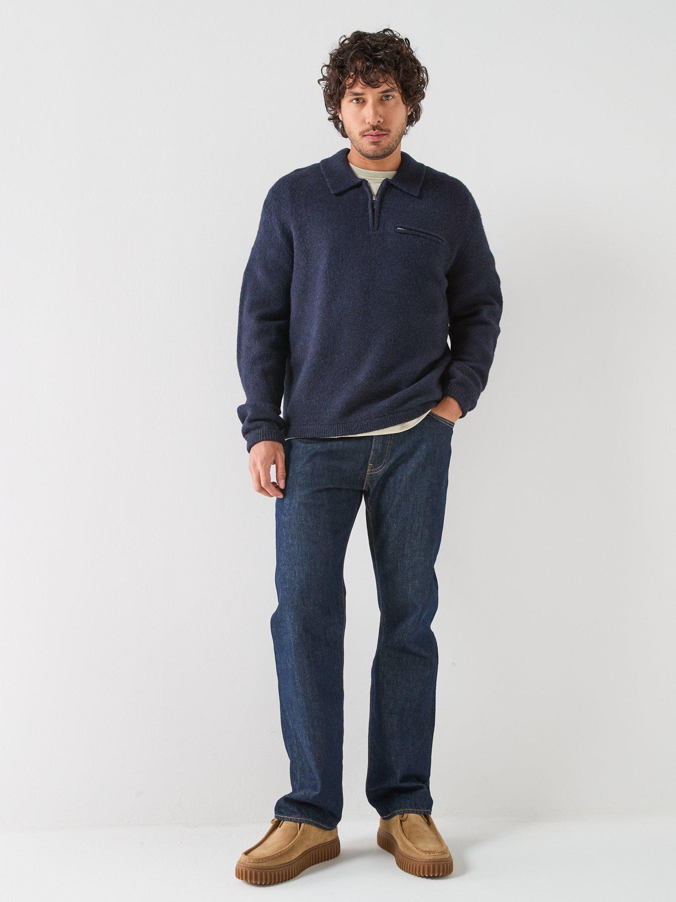 Image 3 of 6 of Levi's Levi's Boulder Collared 1/4 Knitted Jumper - Navy