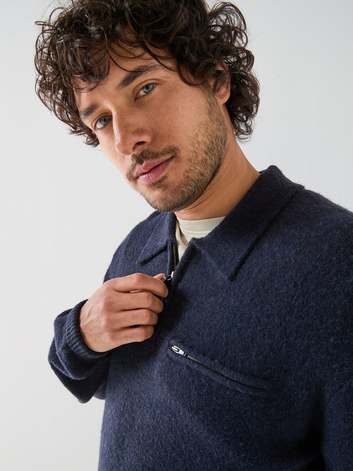 Image 4 of 6 of Levi's Levi's Boulder Collared 1/4 Knitted Jumper - Navy