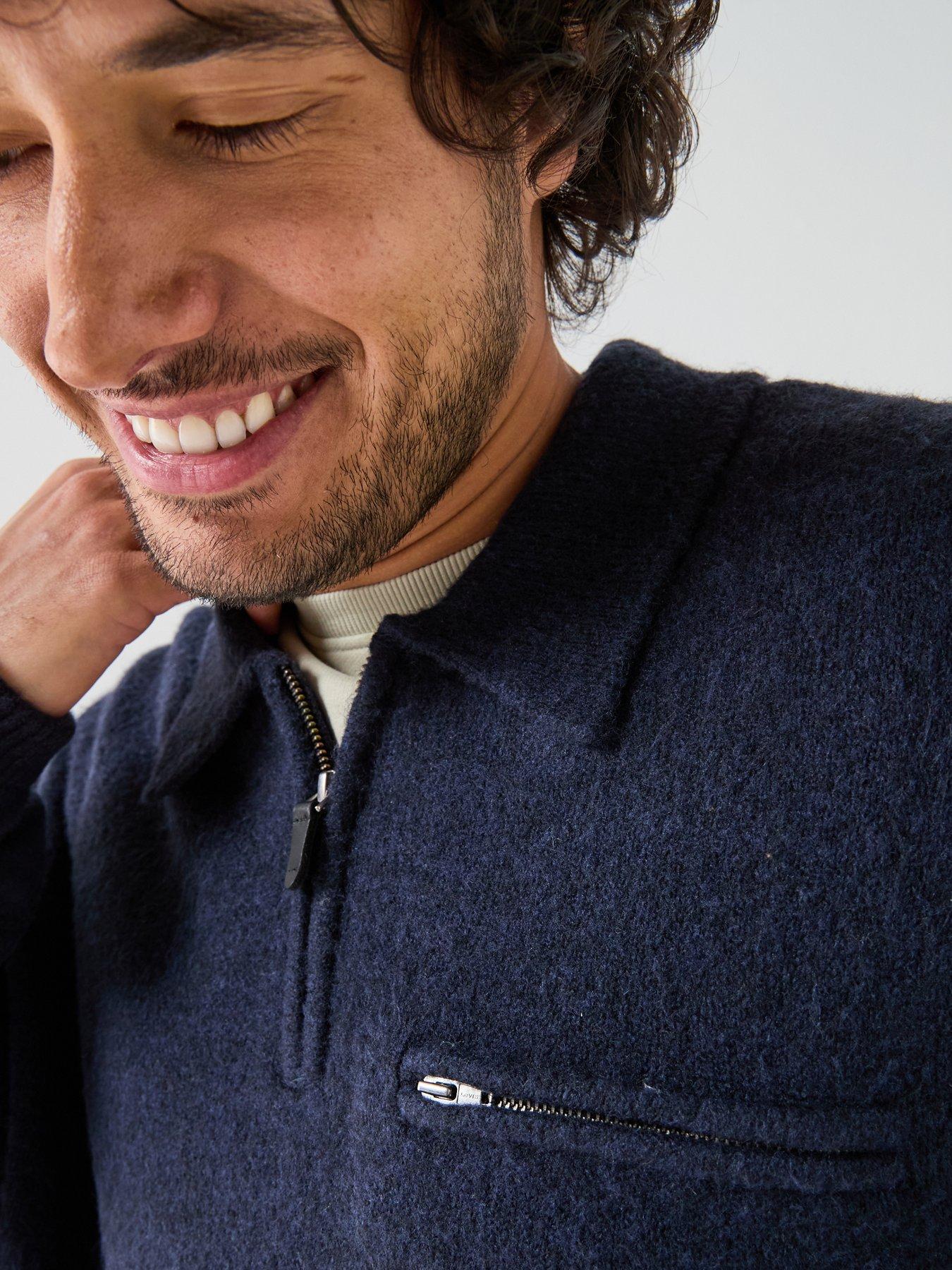 Image 5 of 6 of Levi's Levi's Boulder Collared 1/4 Knitted Jumper - Navy