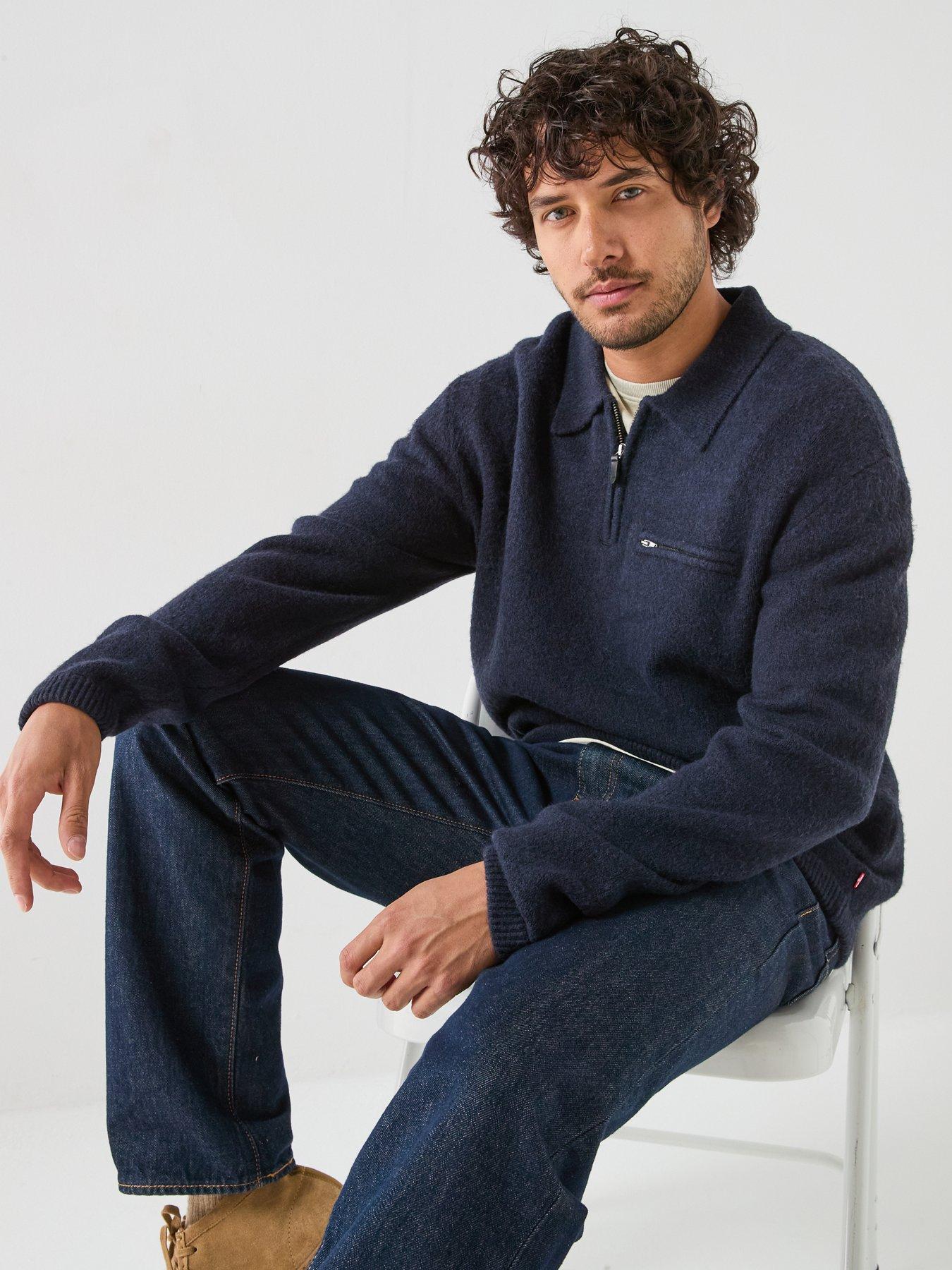 Image 6 of 6 of Levi's Levi's Boulder Collared 1/4 Knitted Jumper - Navy