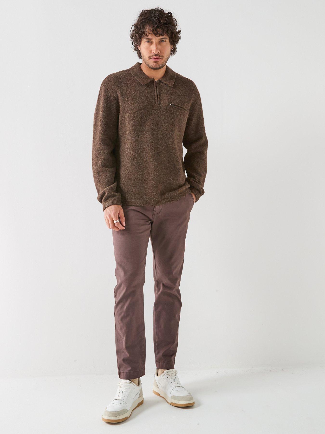 Image 3 of 6 of Levi's Levi's Boulder Collared 1/4 Knitted Jumper - Brown