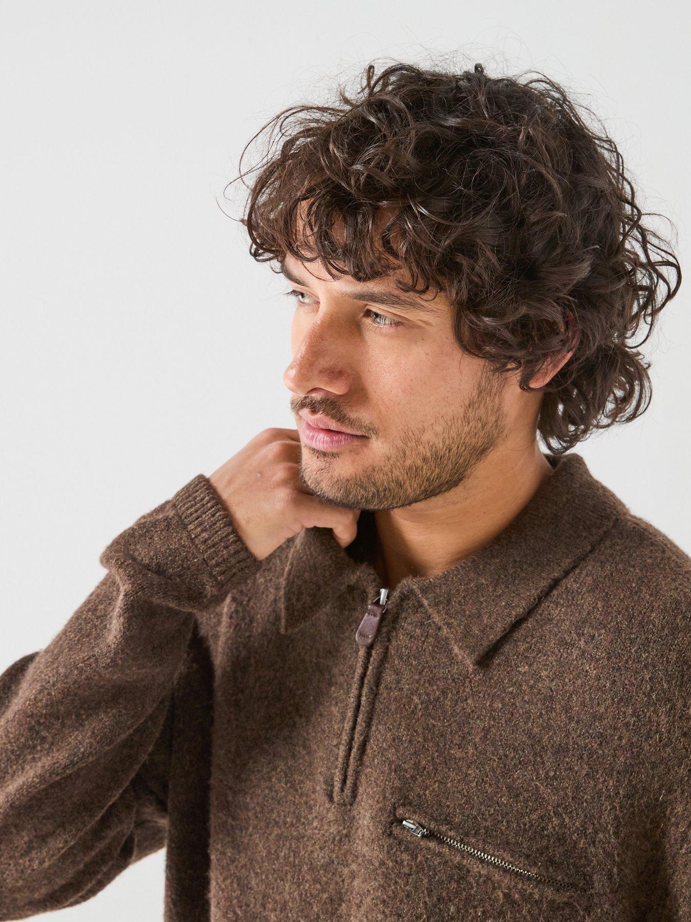 Image 4 of 6 of Levi's Levi's Boulder Collared 1/4 Knitted Jumper - Brown