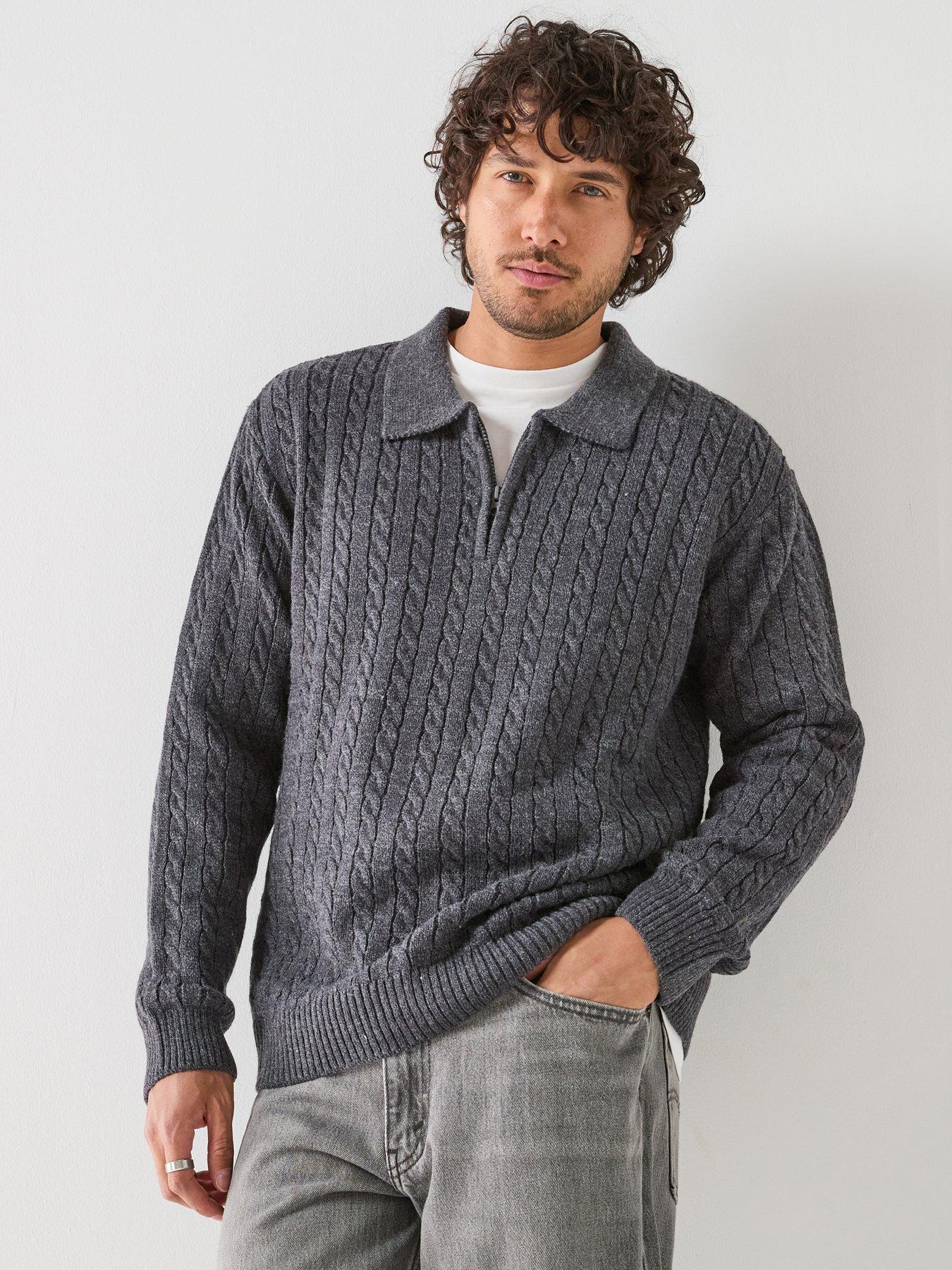 Image 1 of 5 of Levi's Levi's Mason Collared Cable 1/4 Knitted Jumper - Black