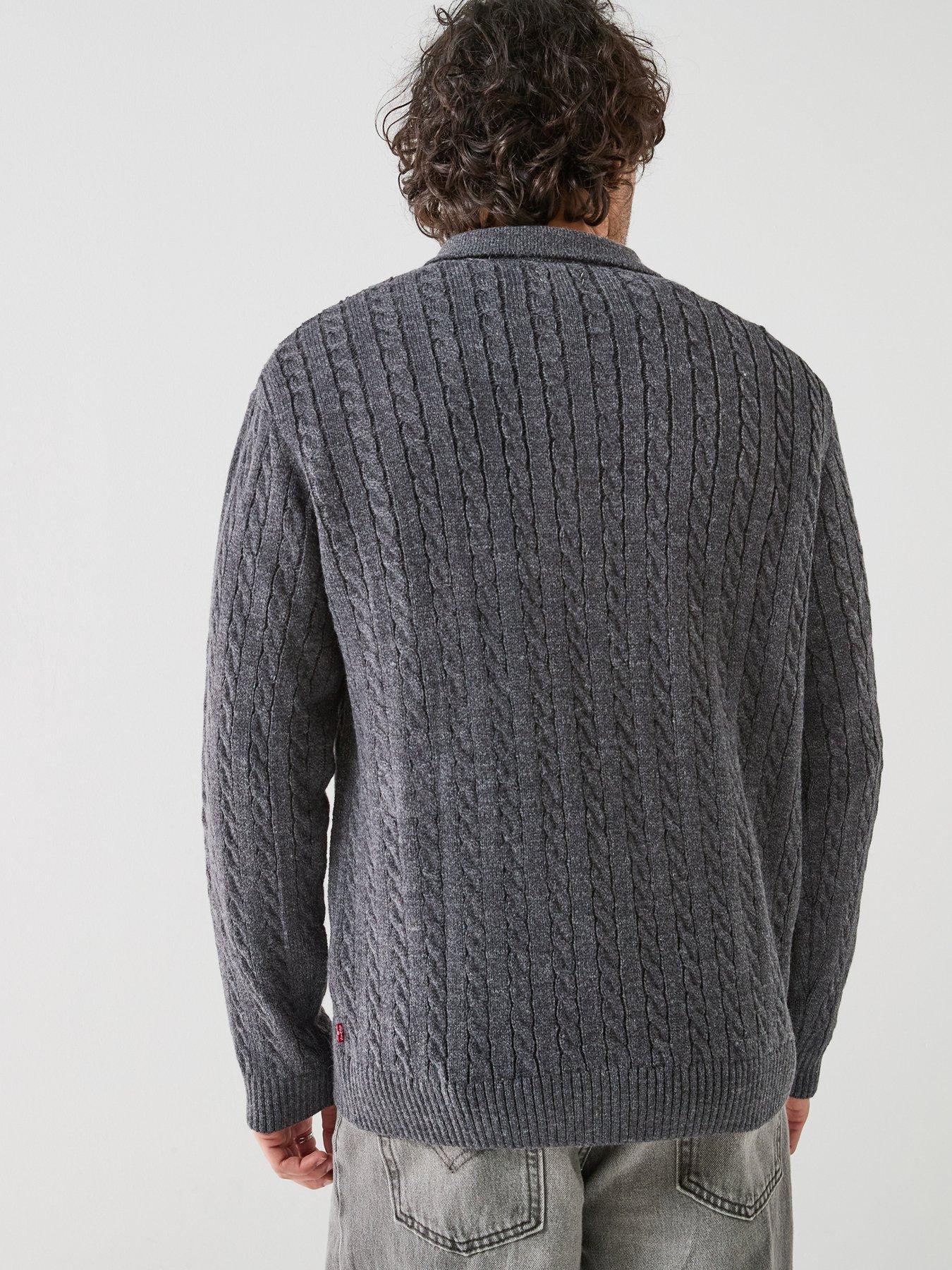 Image 2 of 5 of Levi's Levi's Mason Collared Cable 1/4 Knitted Jumper - Black