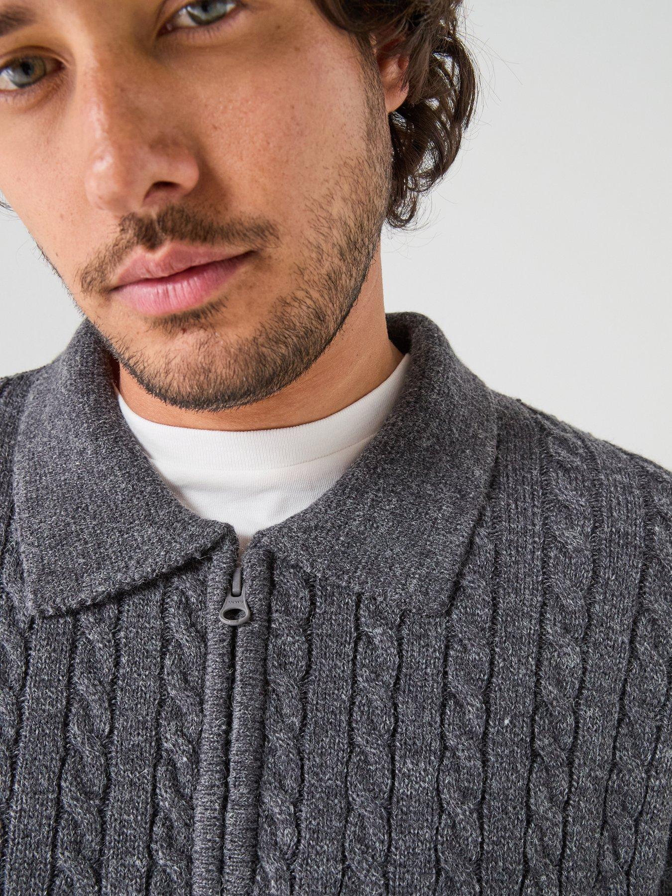 Image 4 of 5 of Levi's Levi's Mason Collared Cable 1/4 Knitted Jumper - Black