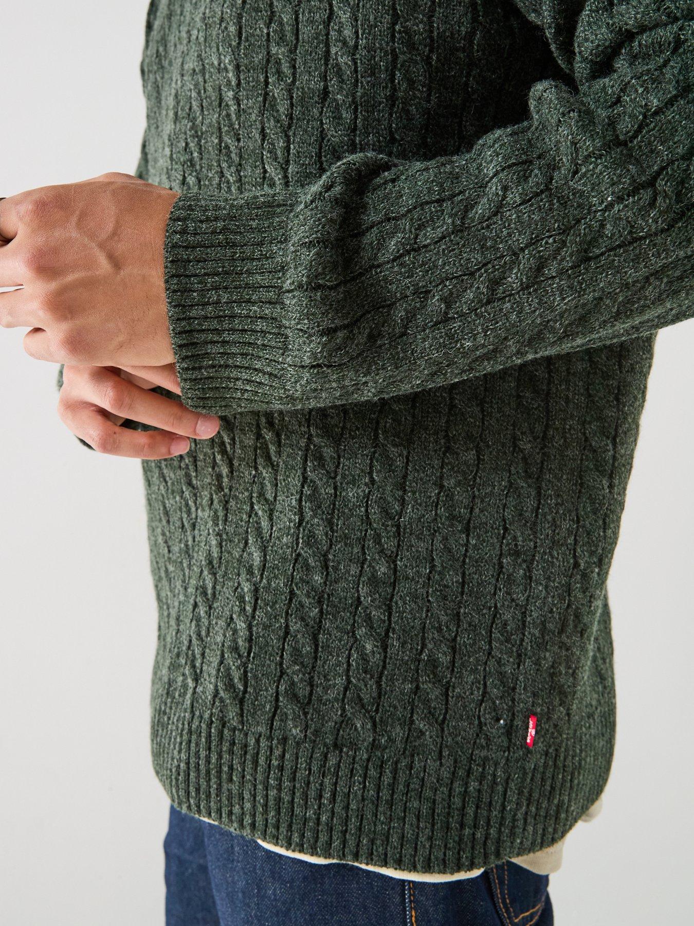 Image 6 of 6 of Levi's Levi's Mason Collared Cable 1/4 Knitted Jumper - Green