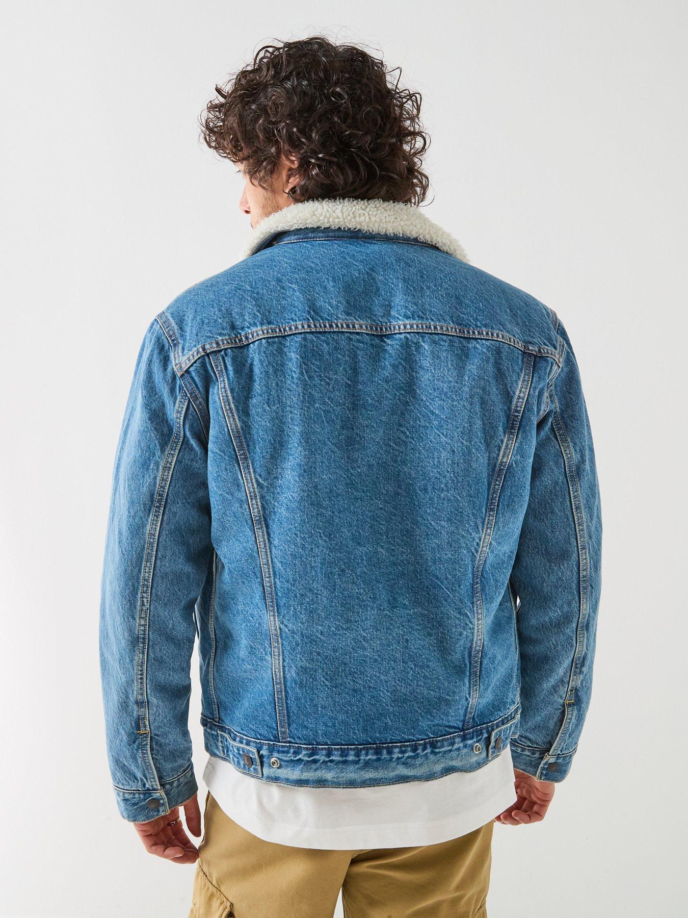 Image 2 of 6 of Levi's Mens Type 3 Sherpa Lined Button Front Denim Jacket - Blue