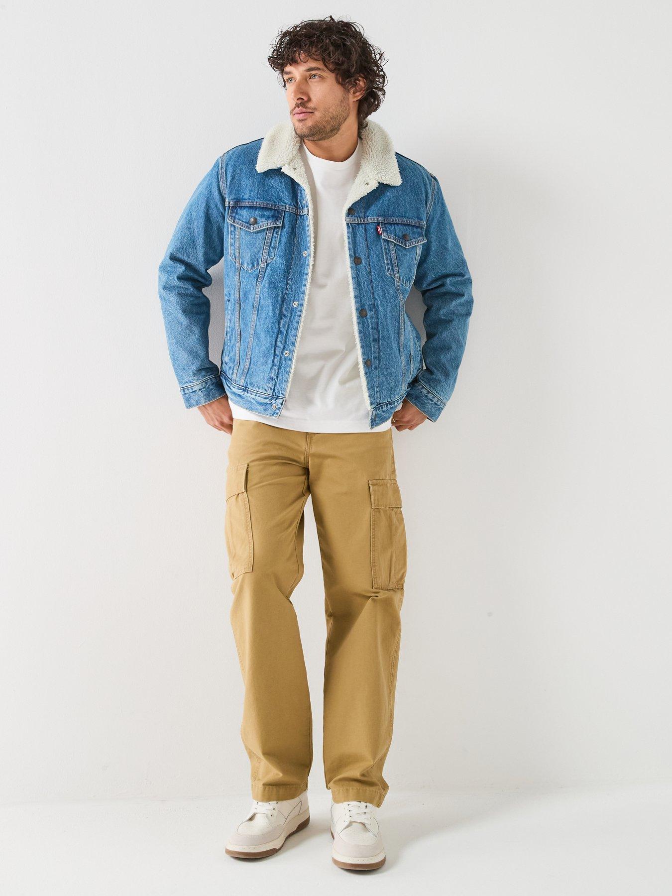 Image 3 of 6 of Levi's Mens Type 3 Sherpa Lined Button Front Denim Jacket - Blue