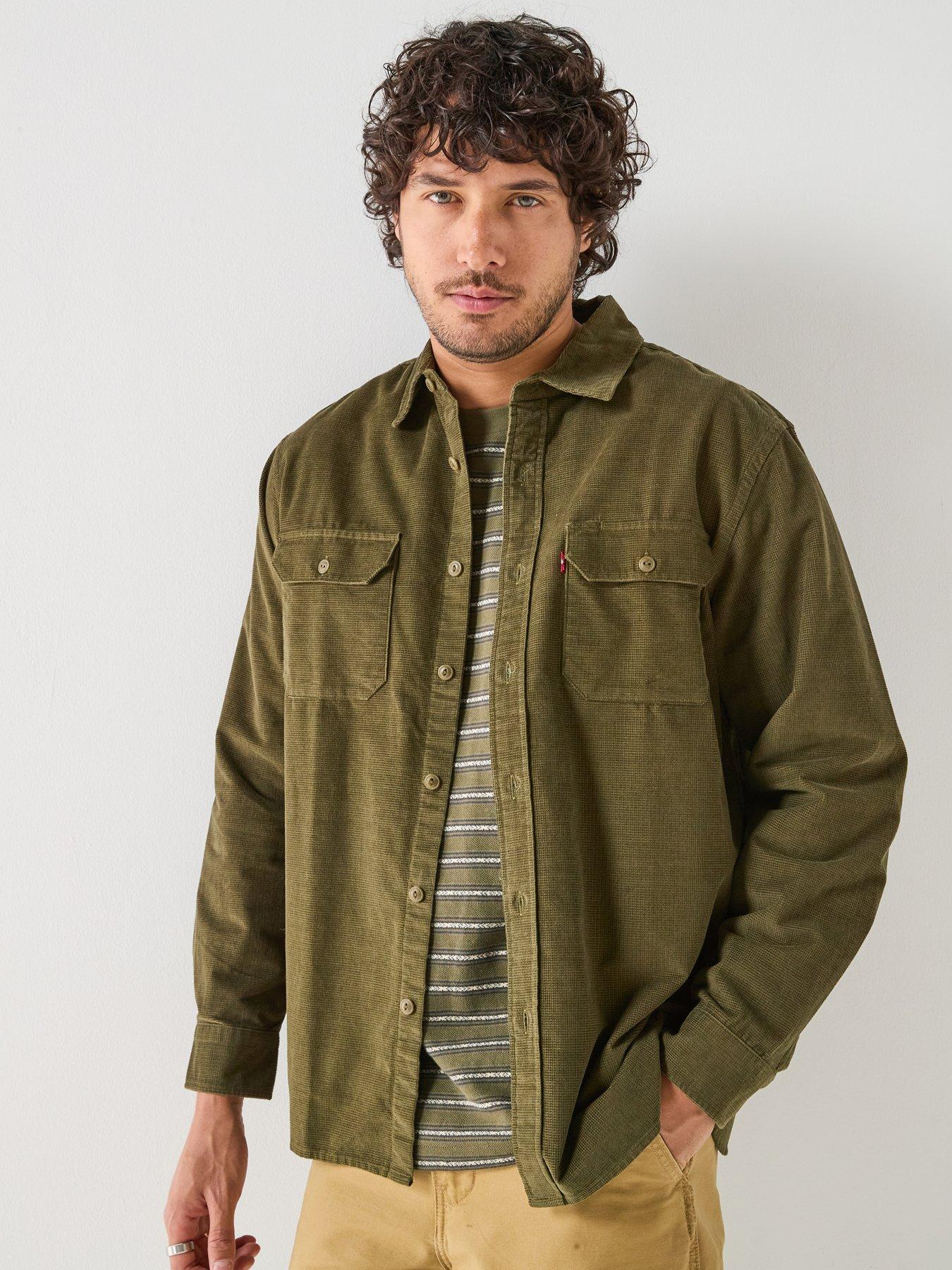 Levi's Mens Utility Overshirt Twin Pocket Worker Shirt, Brown, Size L, Men